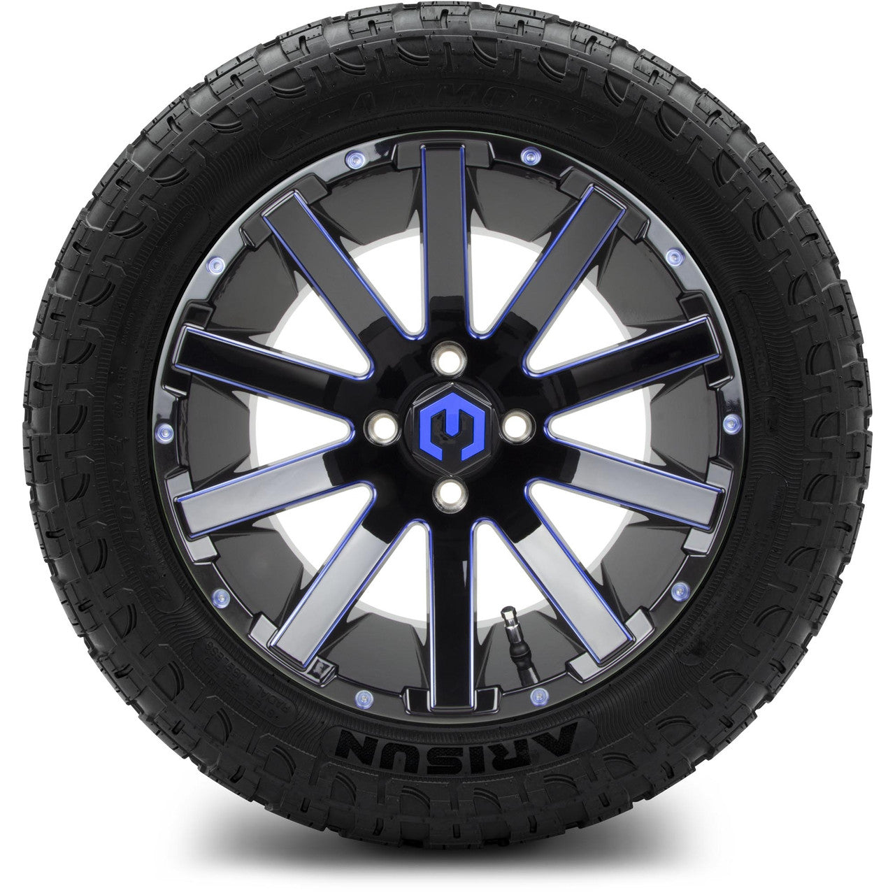 MODZ® 14" Mauler Blue and Black Ball Mill - Lifted Tires and Wheels Combo