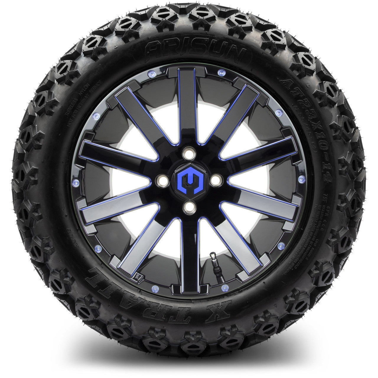 MODZ® 14" Mauler Blue and Black Ball Mill - Lifted Tires and Wheels Combo