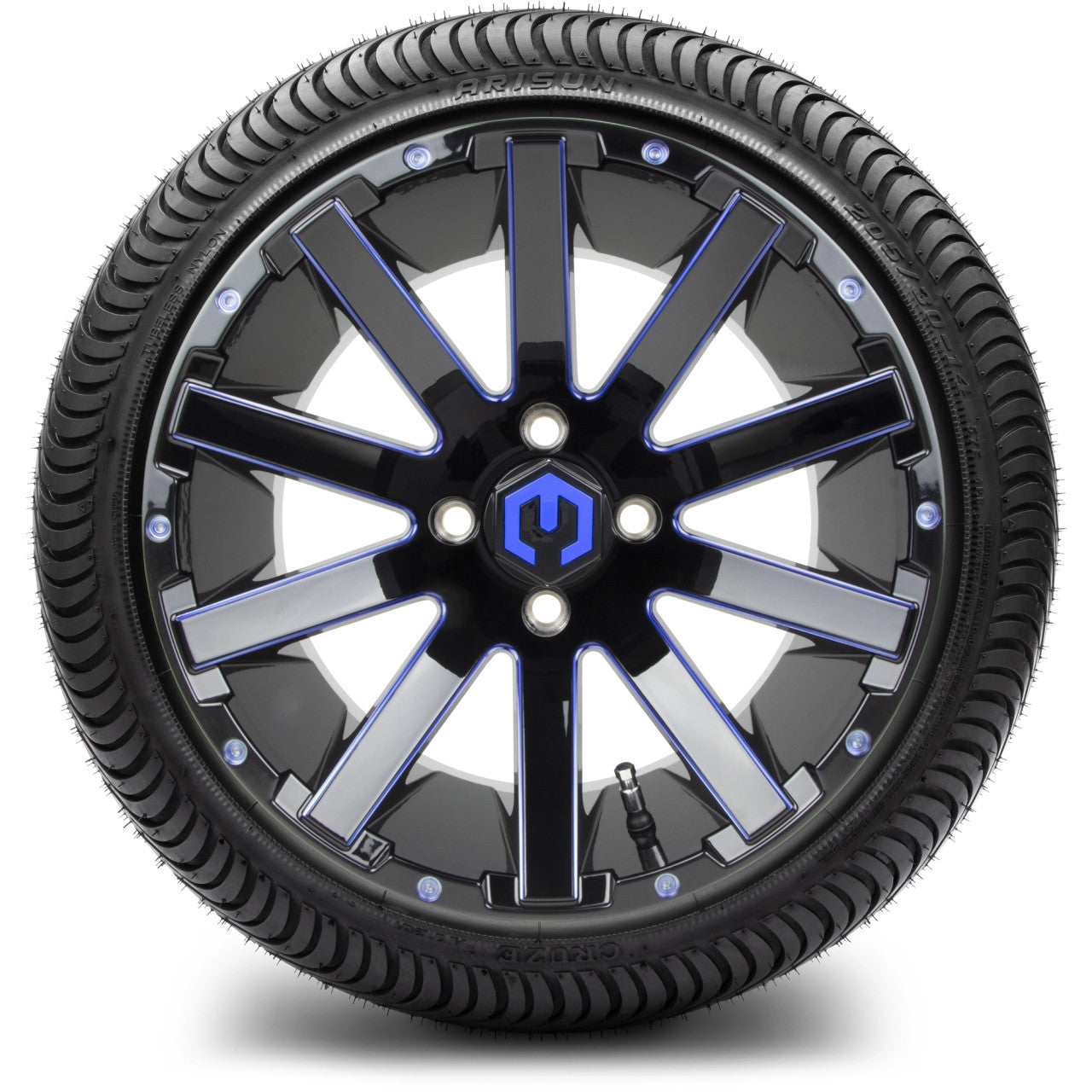 MODZ® 14" Mauler Black Ball Mill with Blue - LowPro Street Tire and Wheels Combo
