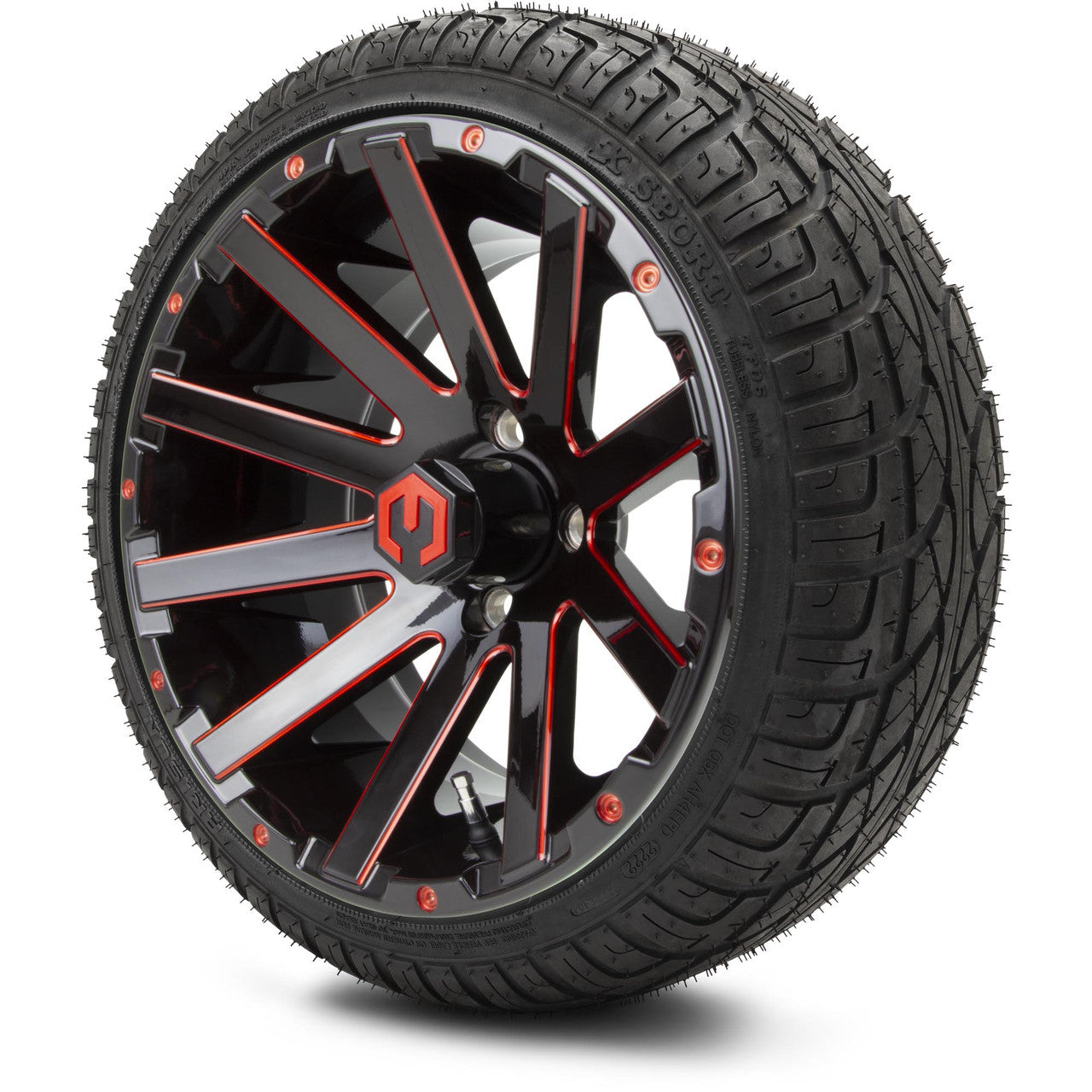 MODZ® 14" Mauler Red and Black Ball Mill - LowPro Tires and Wheels Combo