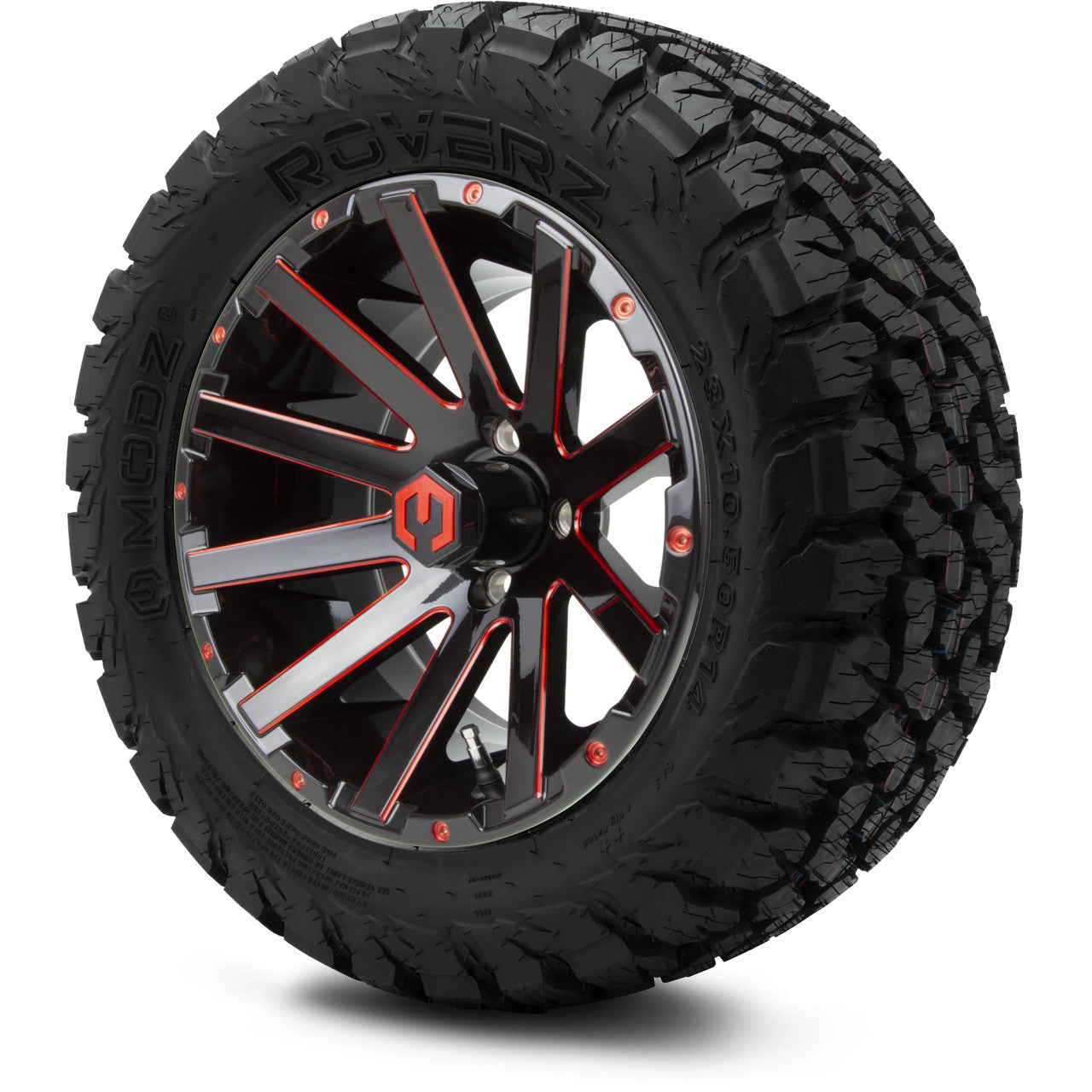 MODZ® 14" Mauler Red and Black Ball Mill - Lifted Tires and Wheels Combo