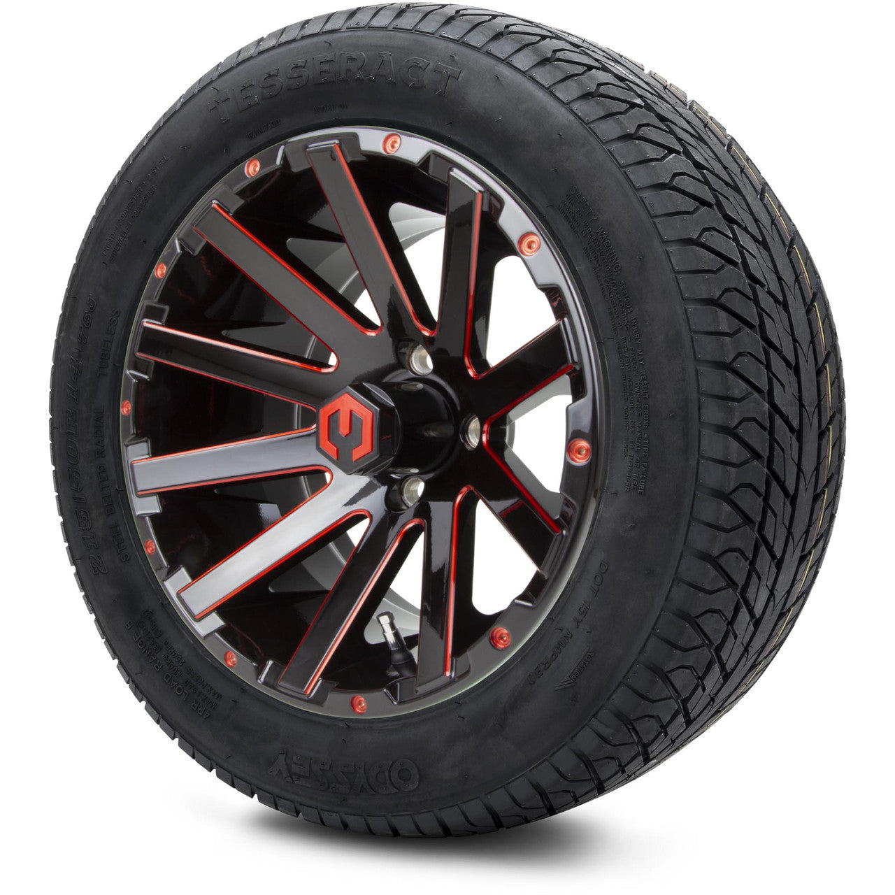 MODZ® 14" Mauler Red and Black Ball Mill - Lifted Tires and Wheels Combo