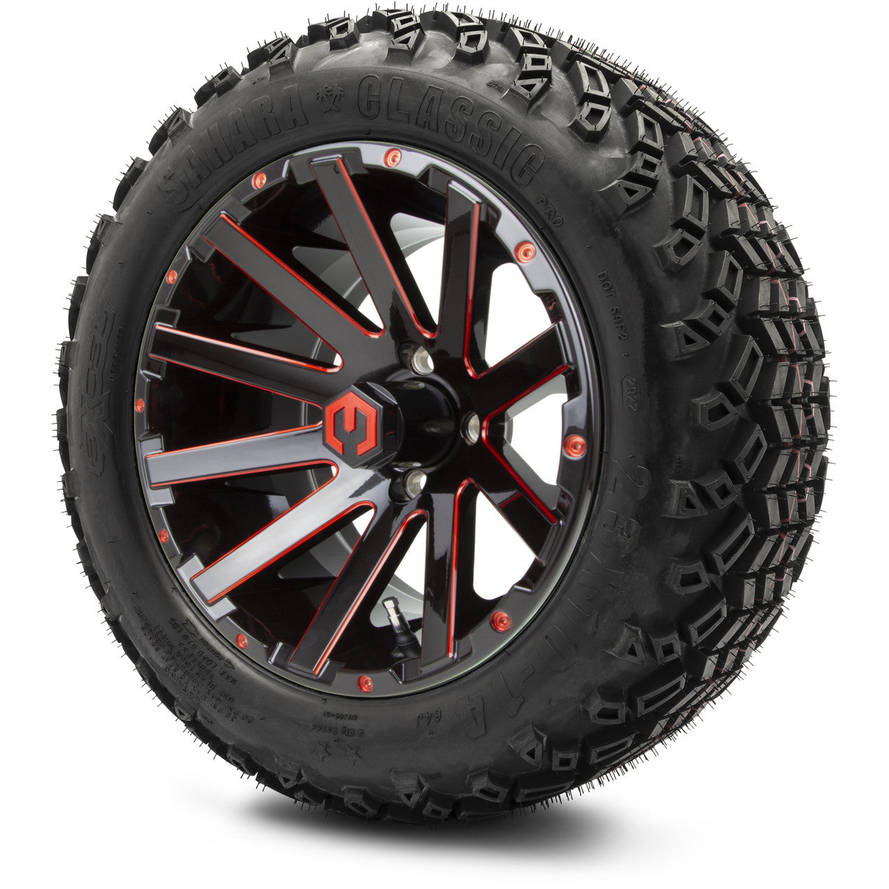 MODZ® 14" Mauler Red and Black Ball Mill - Lifted Tires and Wheels Combo
