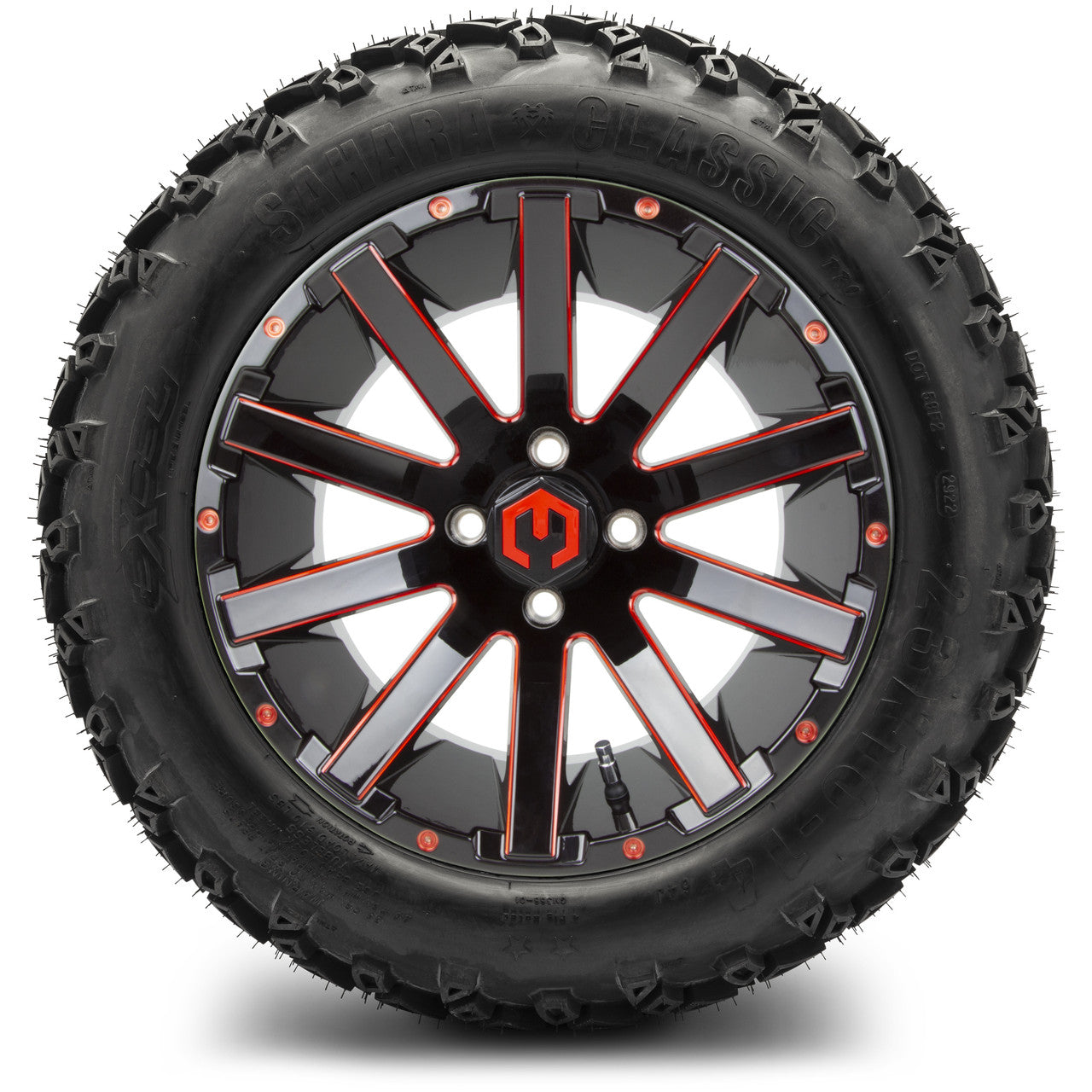MODZ® 14" Mauler Red and Black Ball Mill - Lifted Tires and Wheels Combo
