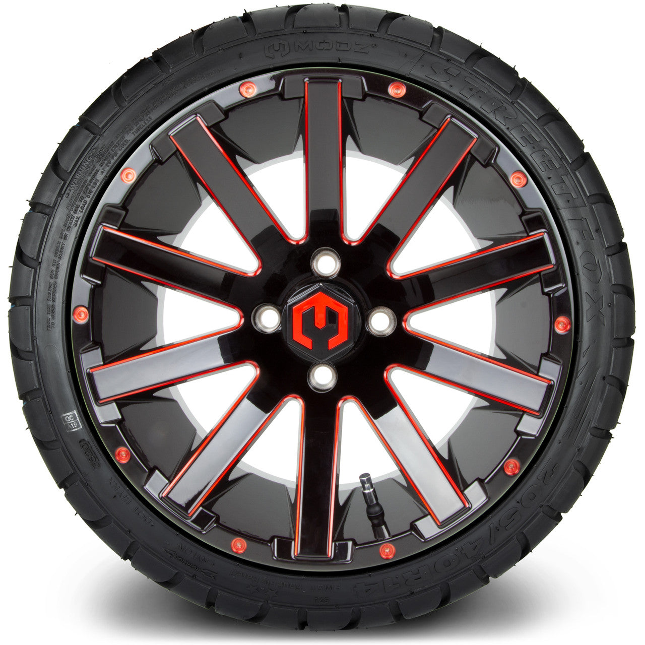 MODZ® 14" Mauler Red and Black Ball Mill - LowPro Tires and Wheels Combo