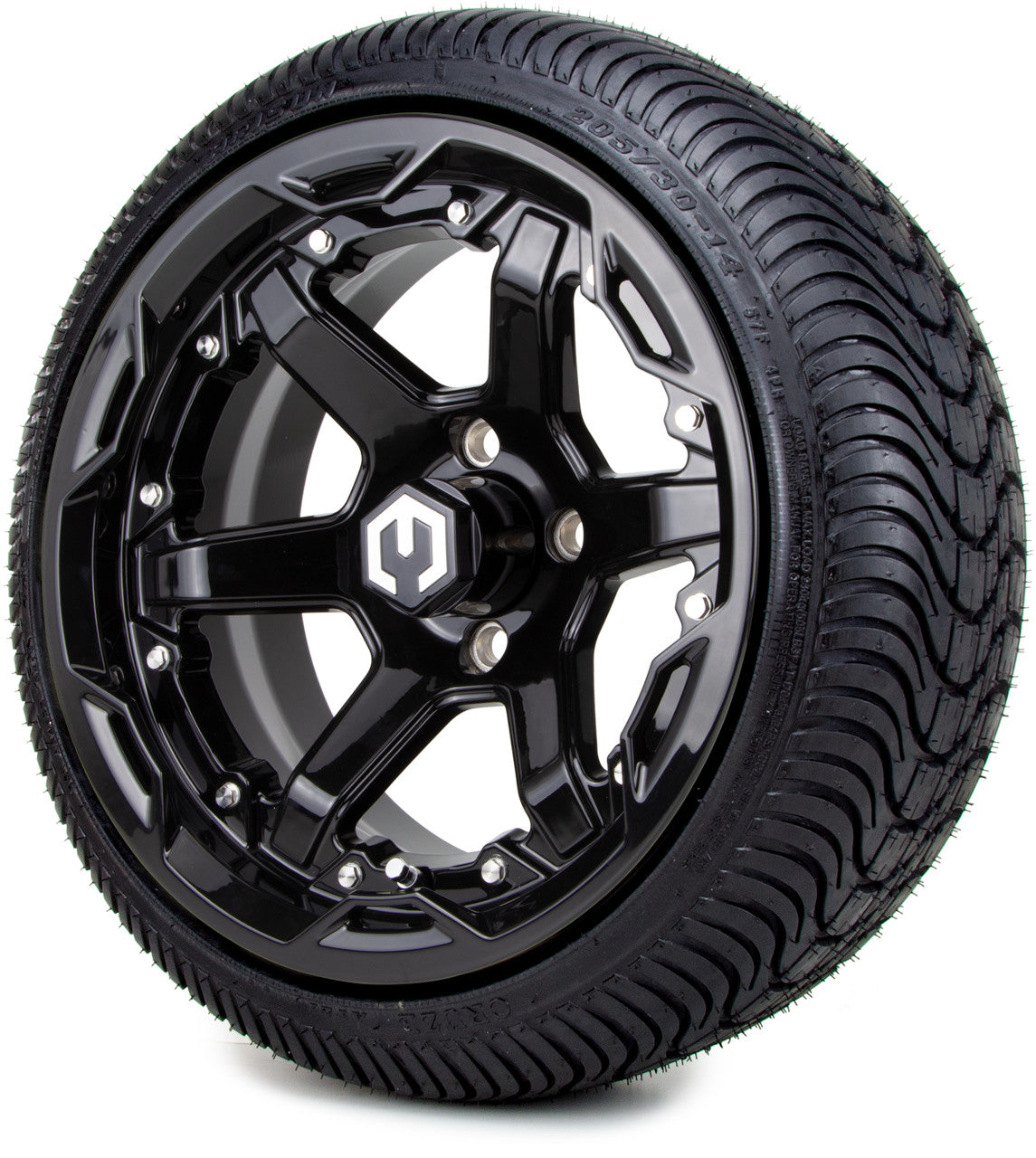 MODZ® 14" Gladiator Glossy Black w/Color Accents - LowPro Street Tire and Wheels Combo