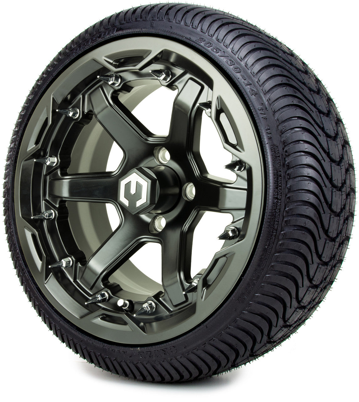 MODZ® 14" Gladiator Matte Black w/Spike Options - LowPro Street Tire and Wheels Combo