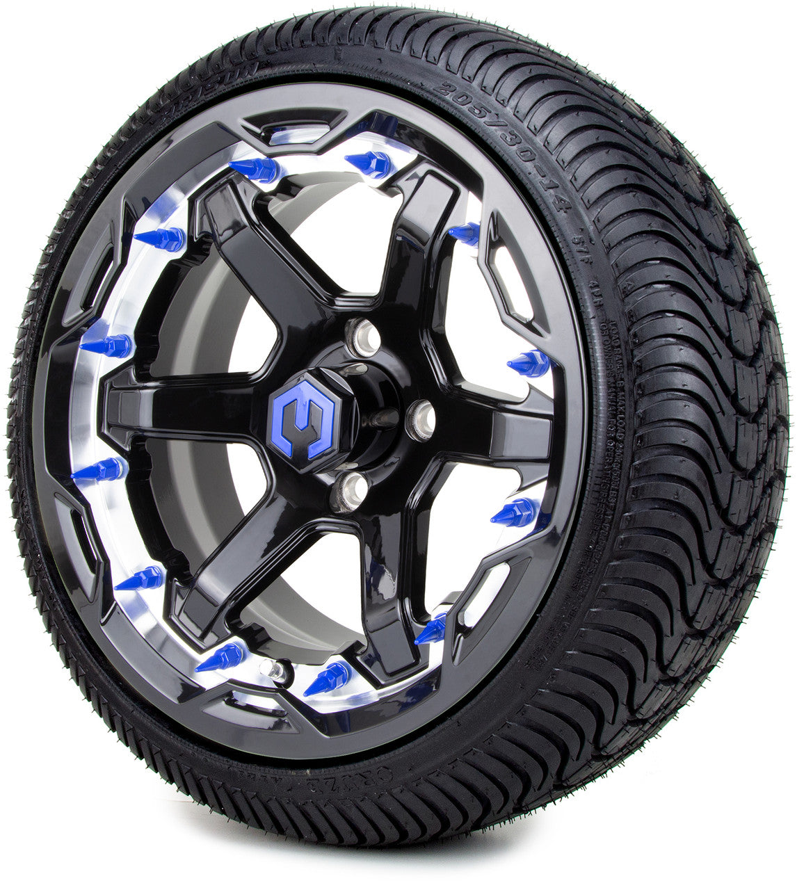 MODZ® 14" Gladiator Machine & Black w/Spike Options - LowPro Street Tire and Wheels Combo