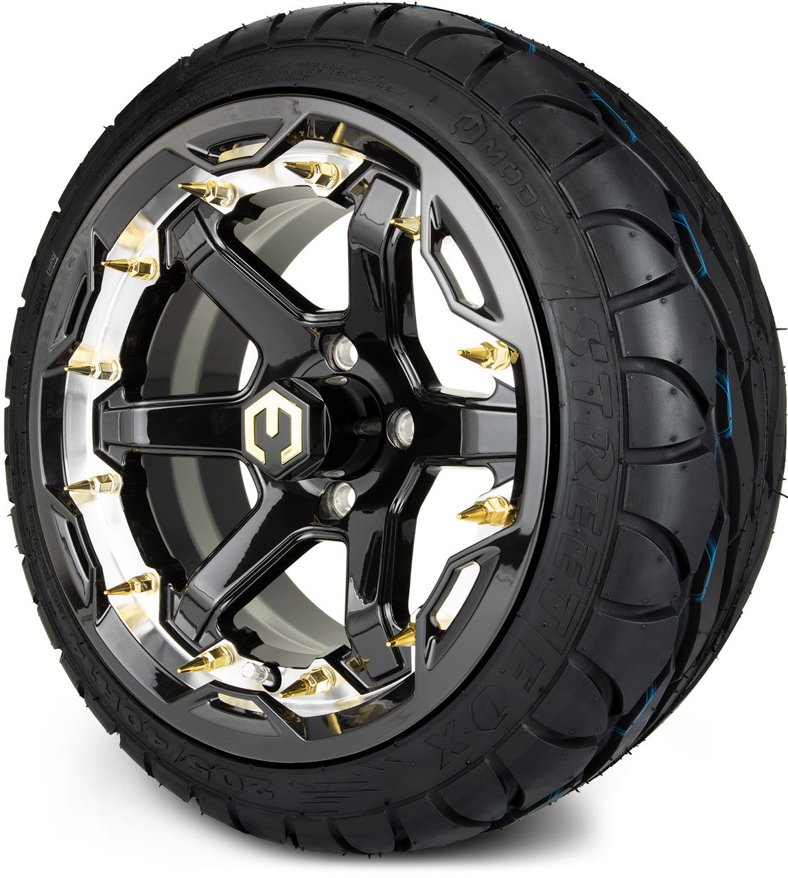 MODZ® 14" Gladiator Machine & Black w/Spike Options - LowPro Street Tire and Wheels Combo