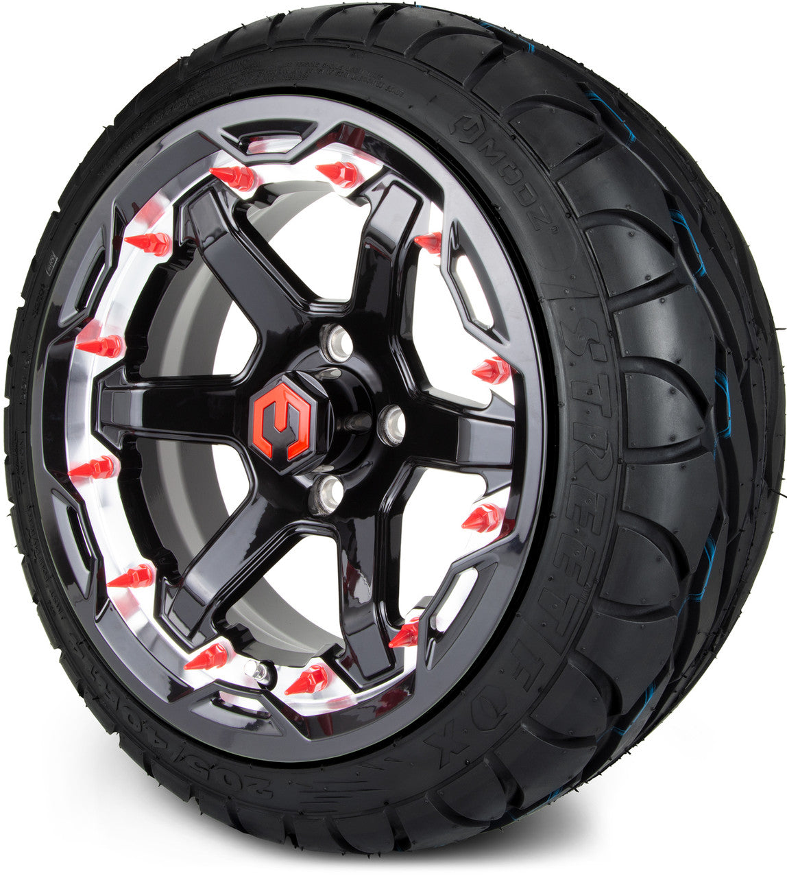 MODZ® 14" Gladiator Machine & Black w/Spike Options - LowPro Street Tire and Wheels Combo