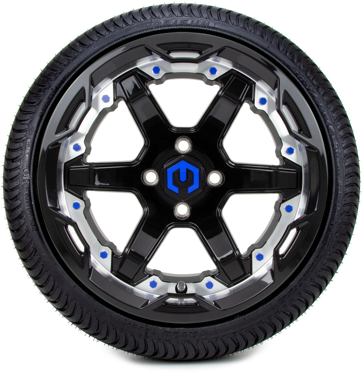 MODZ® 14" Gladiator Machined Black with Color Accents - LowPro Street Tire and Wheels Combo