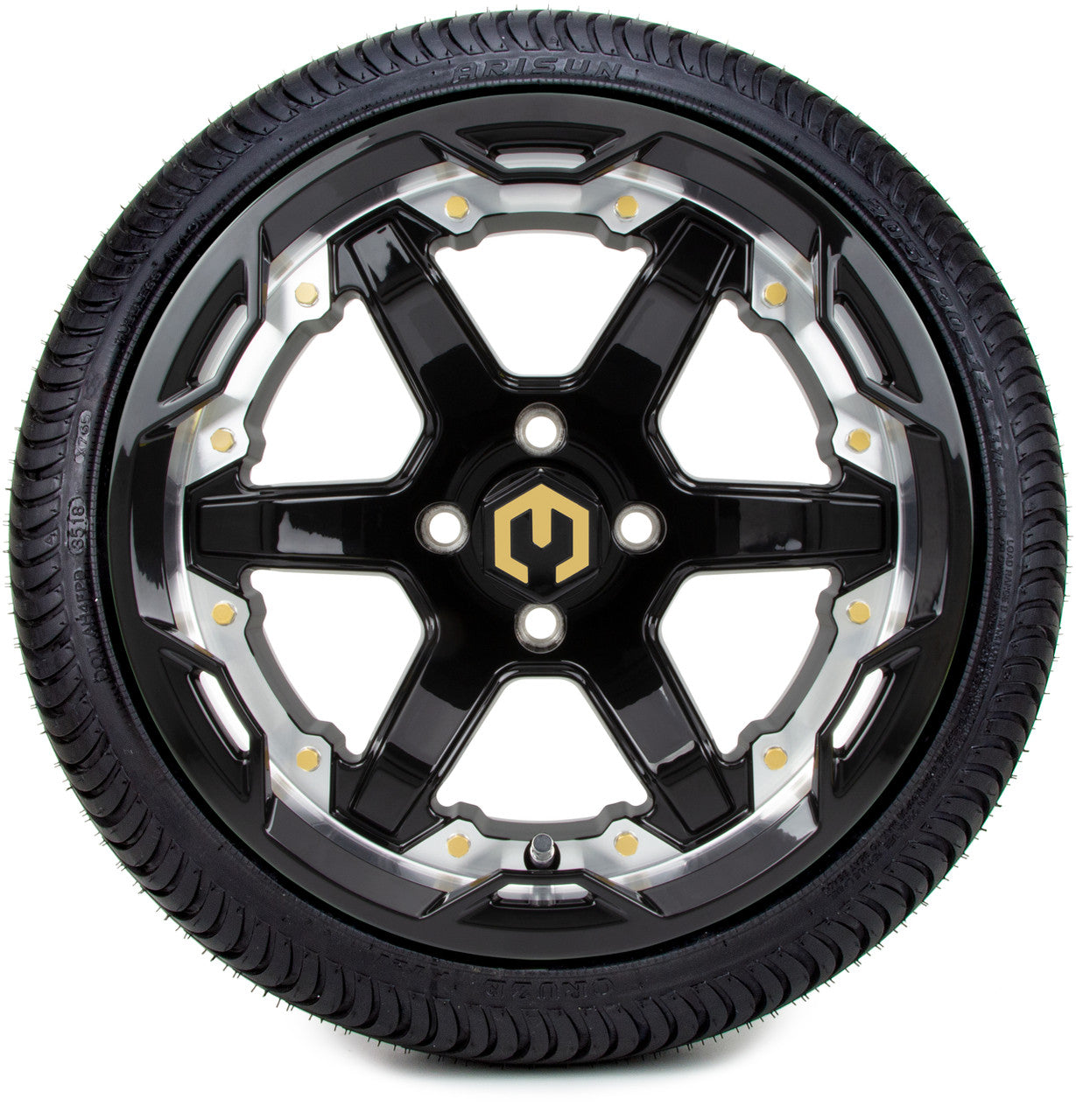 MODZ® 14" Gladiator Machined Black with Color Accents - LowPro Street Tire and Wheels Combo