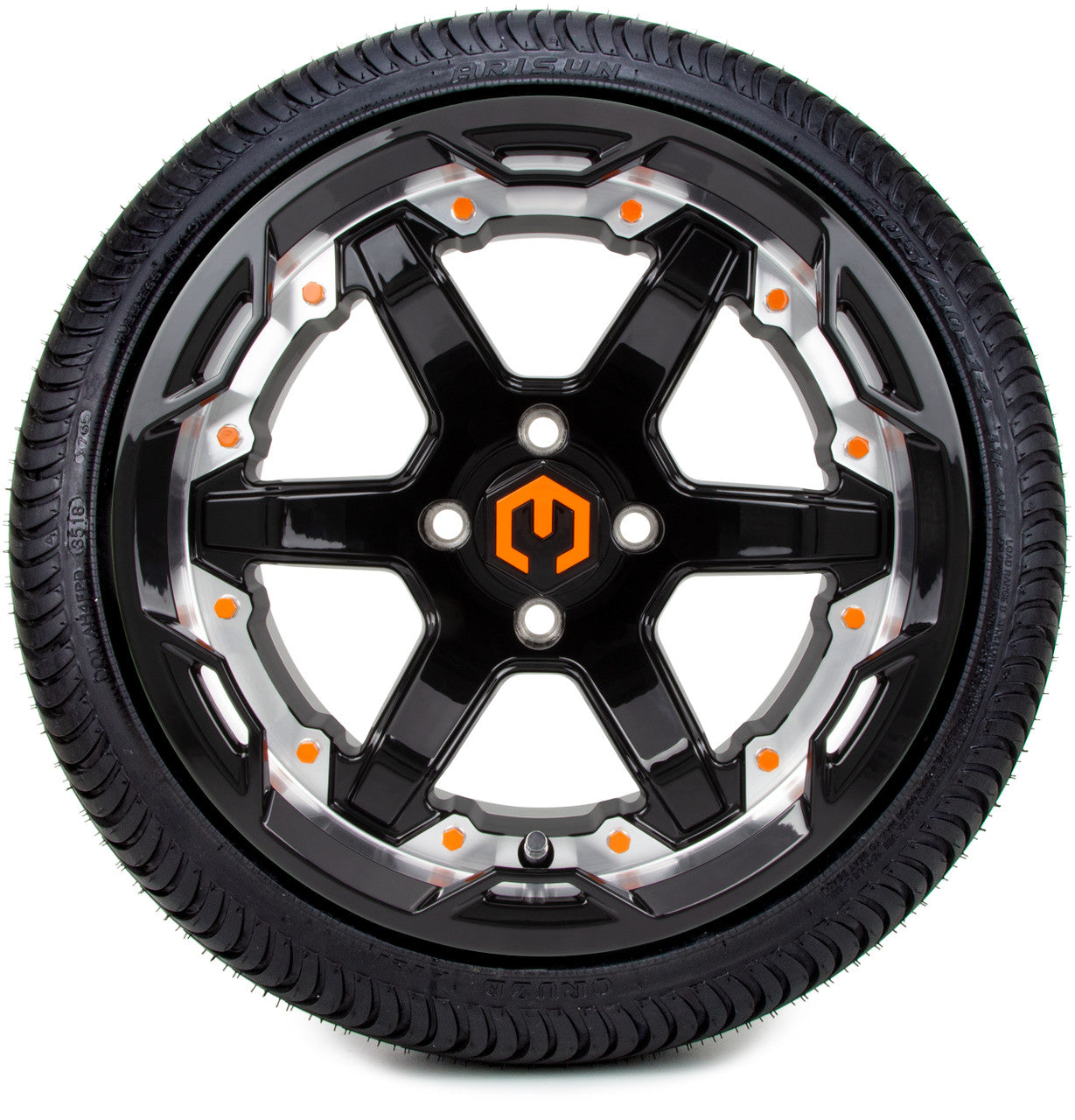 MODZ® 14" Gladiator Machined Black with Color Accents - LowPro Street Tire and Wheels Combo
