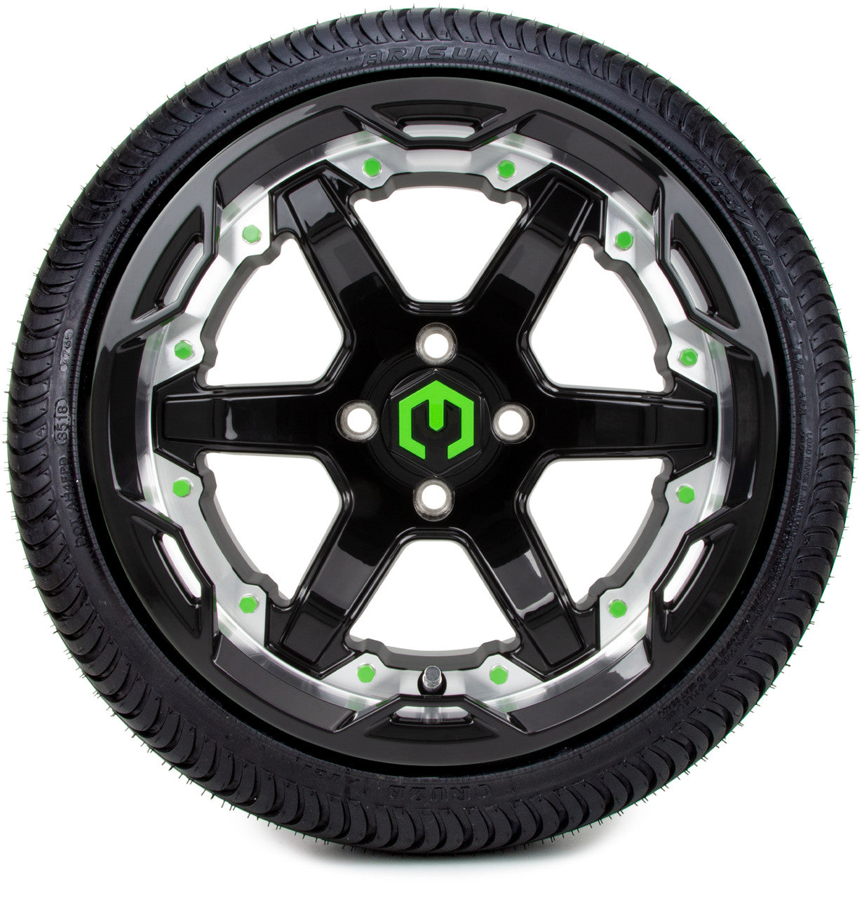 MODZ® 14" Gladiator Machined Black with Color Accents - LowPro Street Tire and Wheels Combo