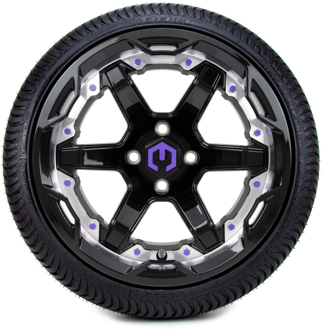MODZ® 14" Gladiator Machined Black with Color Accents - LowPro Street Tire and Wheels Combo
