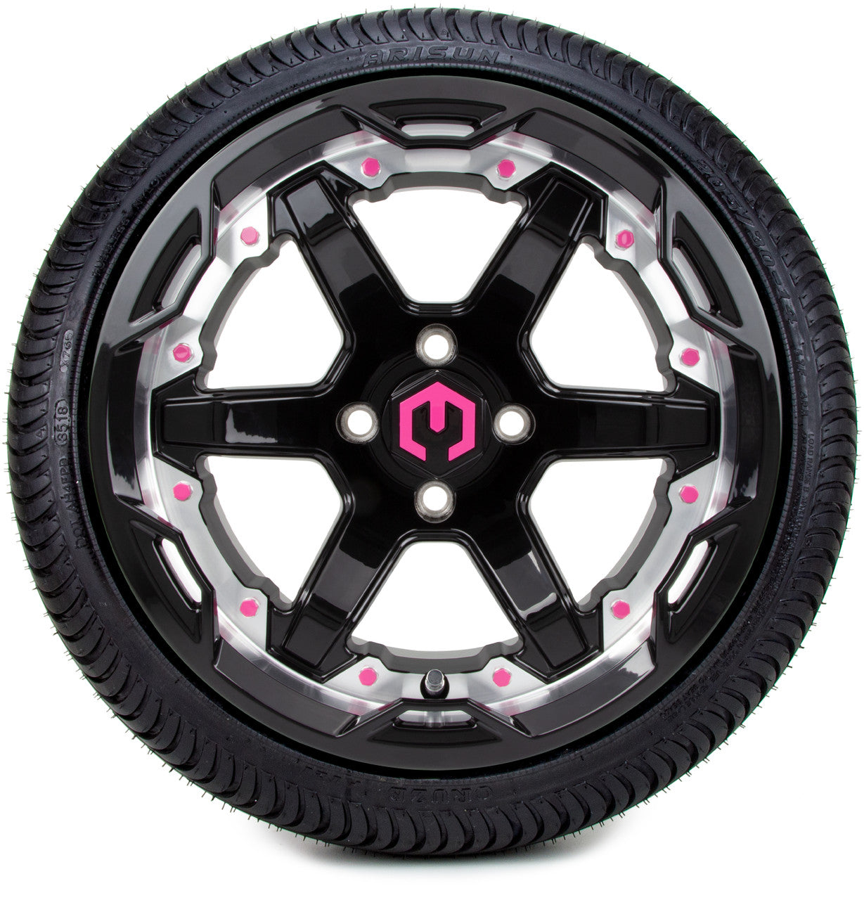 MODZ® 14" Gladiator Machined Black with Color Accents - LowPro Street Tire and Wheels Combo
