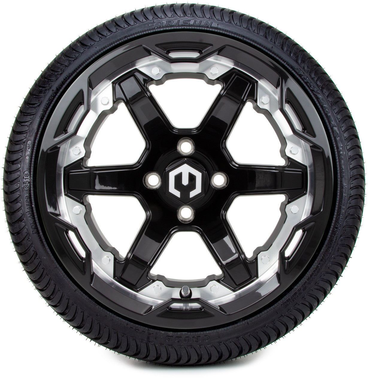 MODZ® 14" Gladiator Machined Black with Color Accents - LowPro Street Tire and Wheels Combo