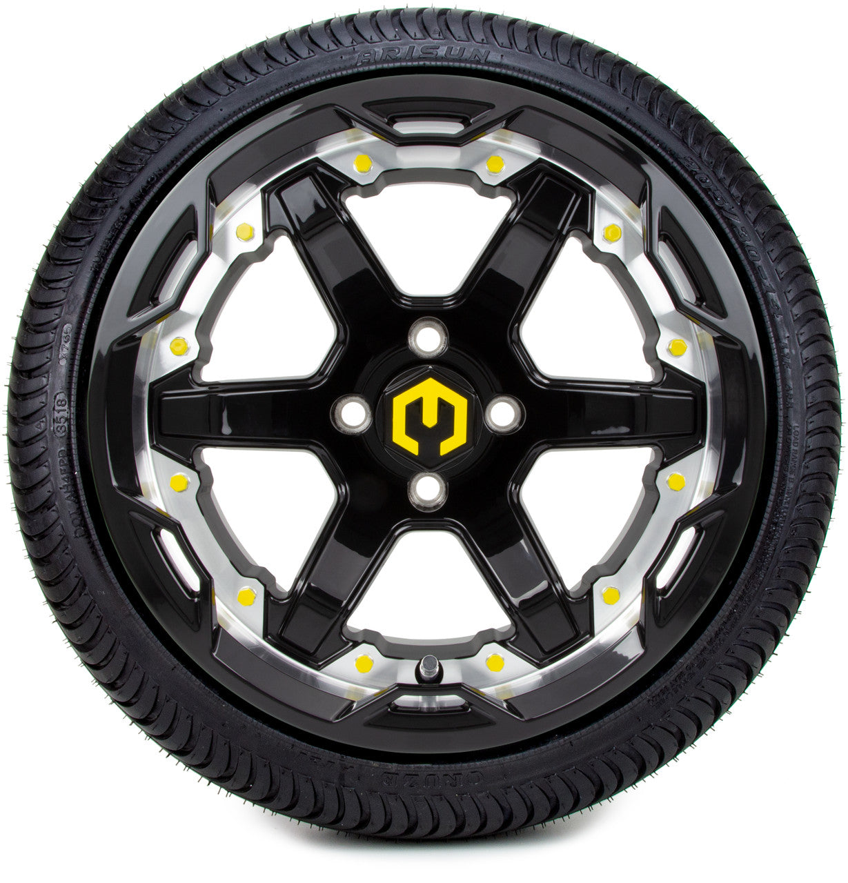 MODZ® 14" Gladiator Machined Black with Color Accents - LowPro Street Tire and Wheels Combo