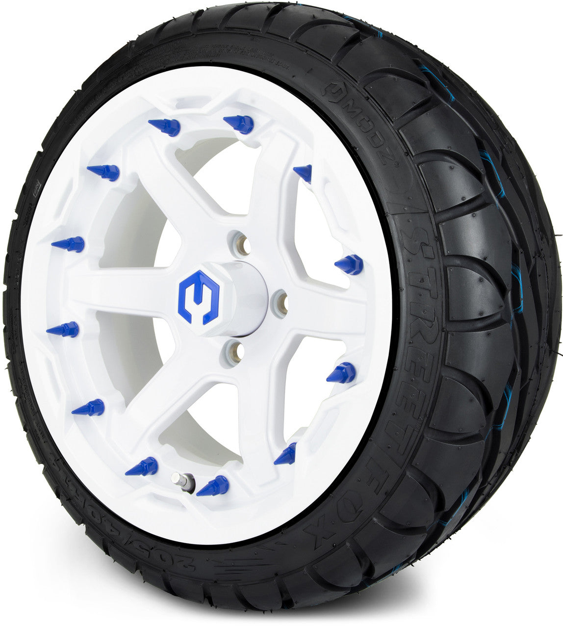 MODZ® 14" Gladiator Glossy White w/Spike Options - LowPro Street Tire and Wheels Combo