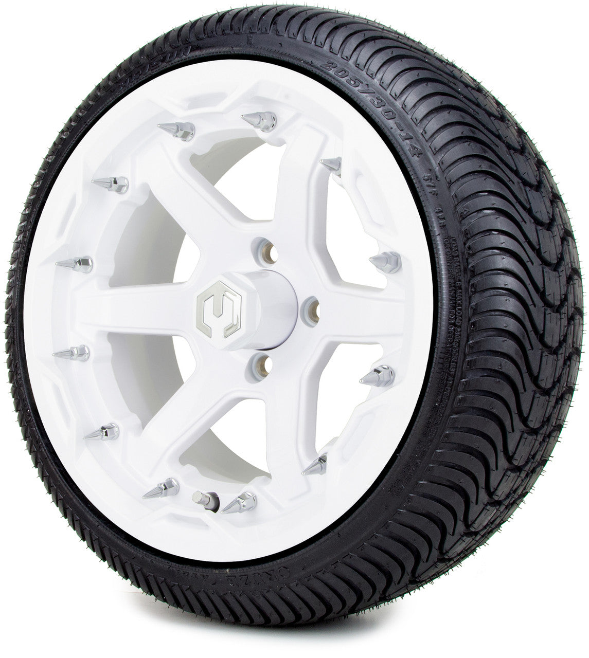 MODZ® 14" Gladiator Glossy White w/Spike Options - LowPro Street Tire and Wheels Combo