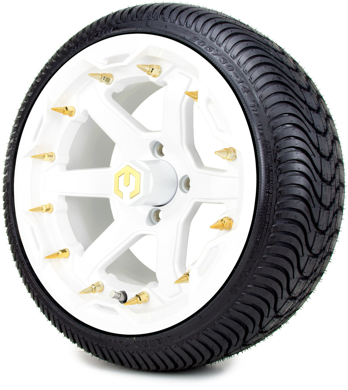 MODZ® 14" Gladiator Glossy White w/Spike Options - LowPro Street Tire and Wheels Combo