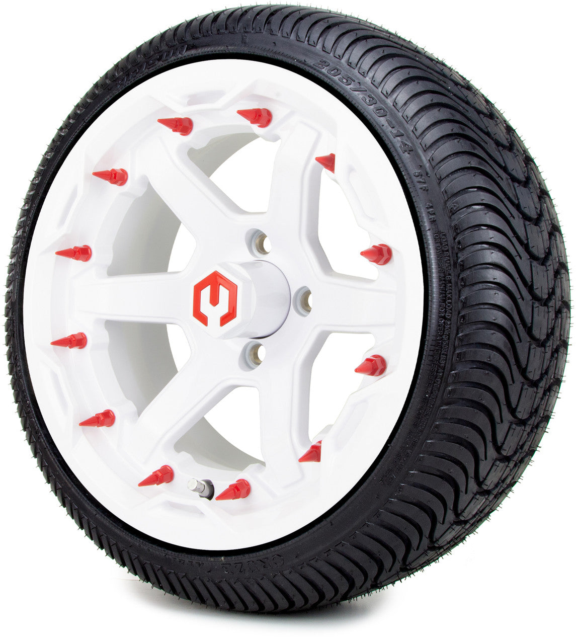 MODZ® 14" Gladiator Glossy White w/Spike Options - LowPro Street Tire and Wheels Combo