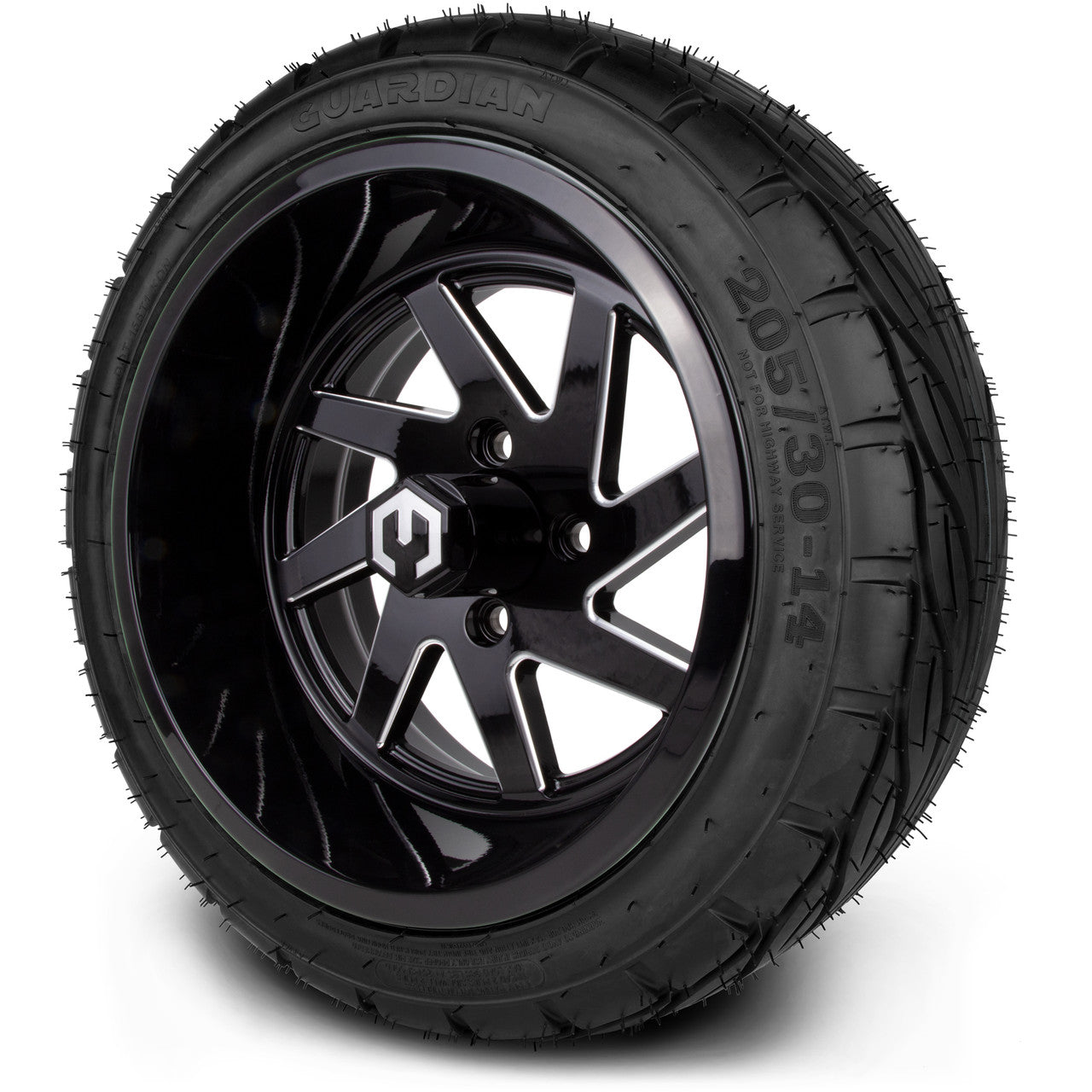 MODZ® 14" Fury Glossy Black with Ball Mill - LowPro Street Tire and Wheels Combo