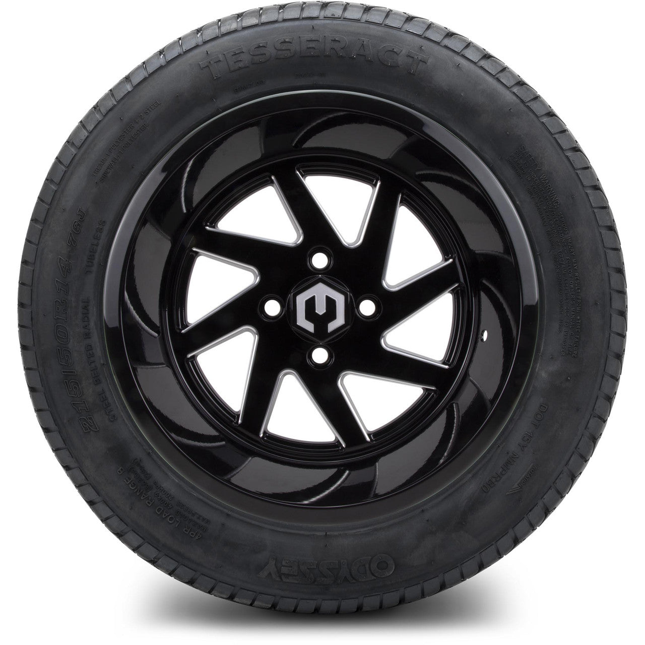 MODZ® 14" Fury Glossy Black with Ball Mill - Lifted Tires and Wheels Combo