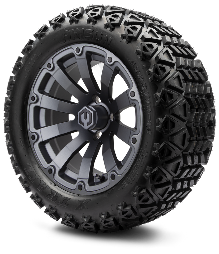 MODZ® 14" Bomber Matte Gunmetal - Lifted Tires and Wheels Combo