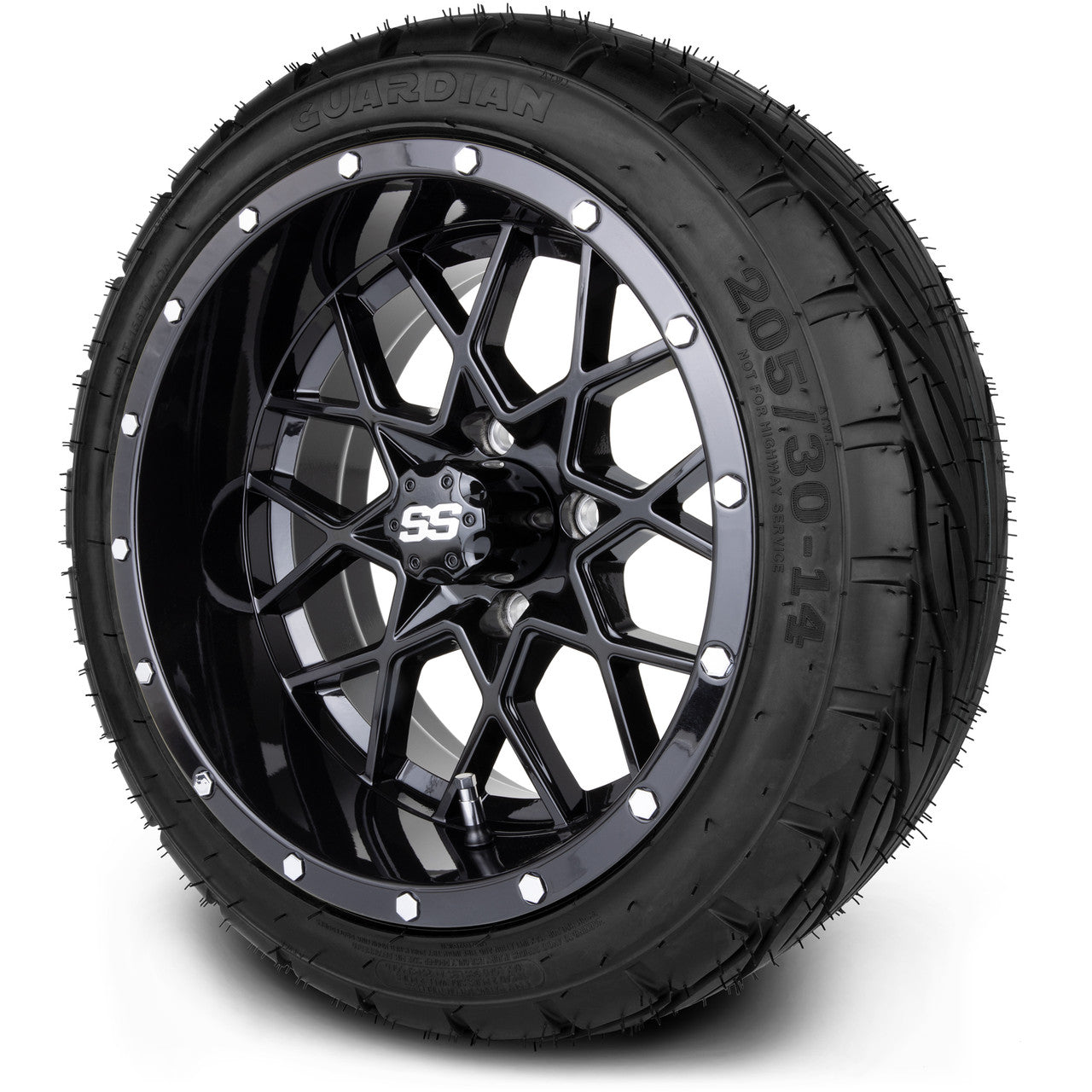 MODZ® 14" Vortex Glossy Black - LowPro Street Tire and Wheels Combo