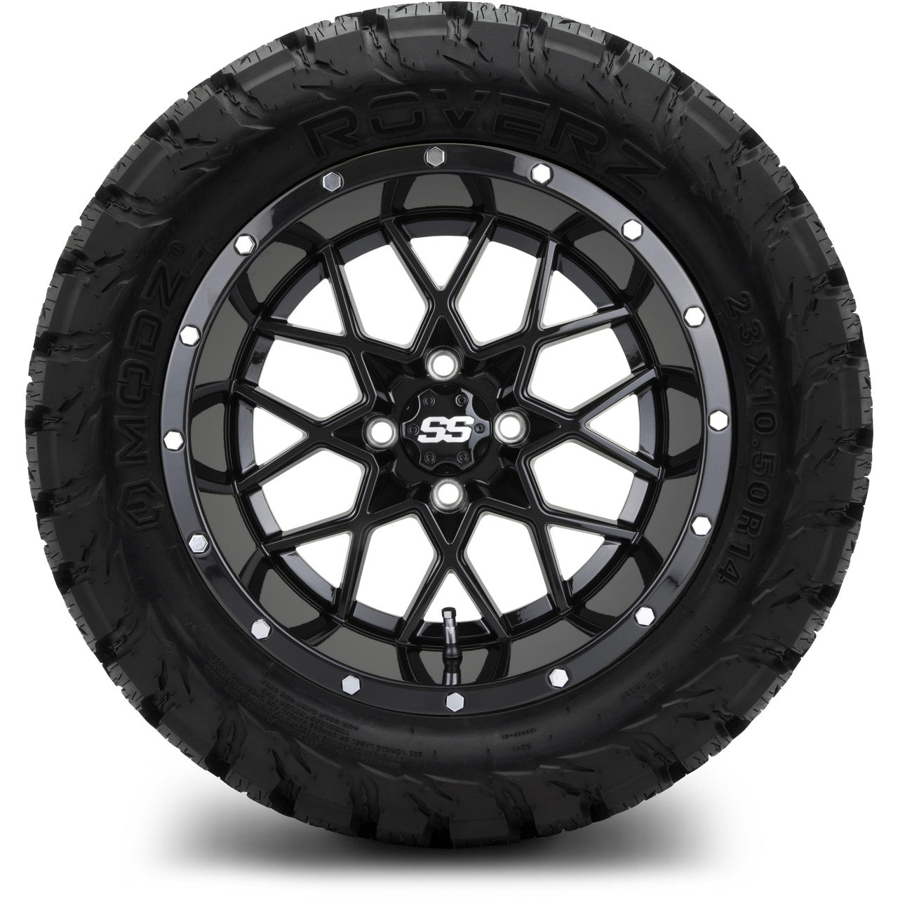 MODZ® 14" Vortex Glossy Black - Lifted Tires and Wheels Combo