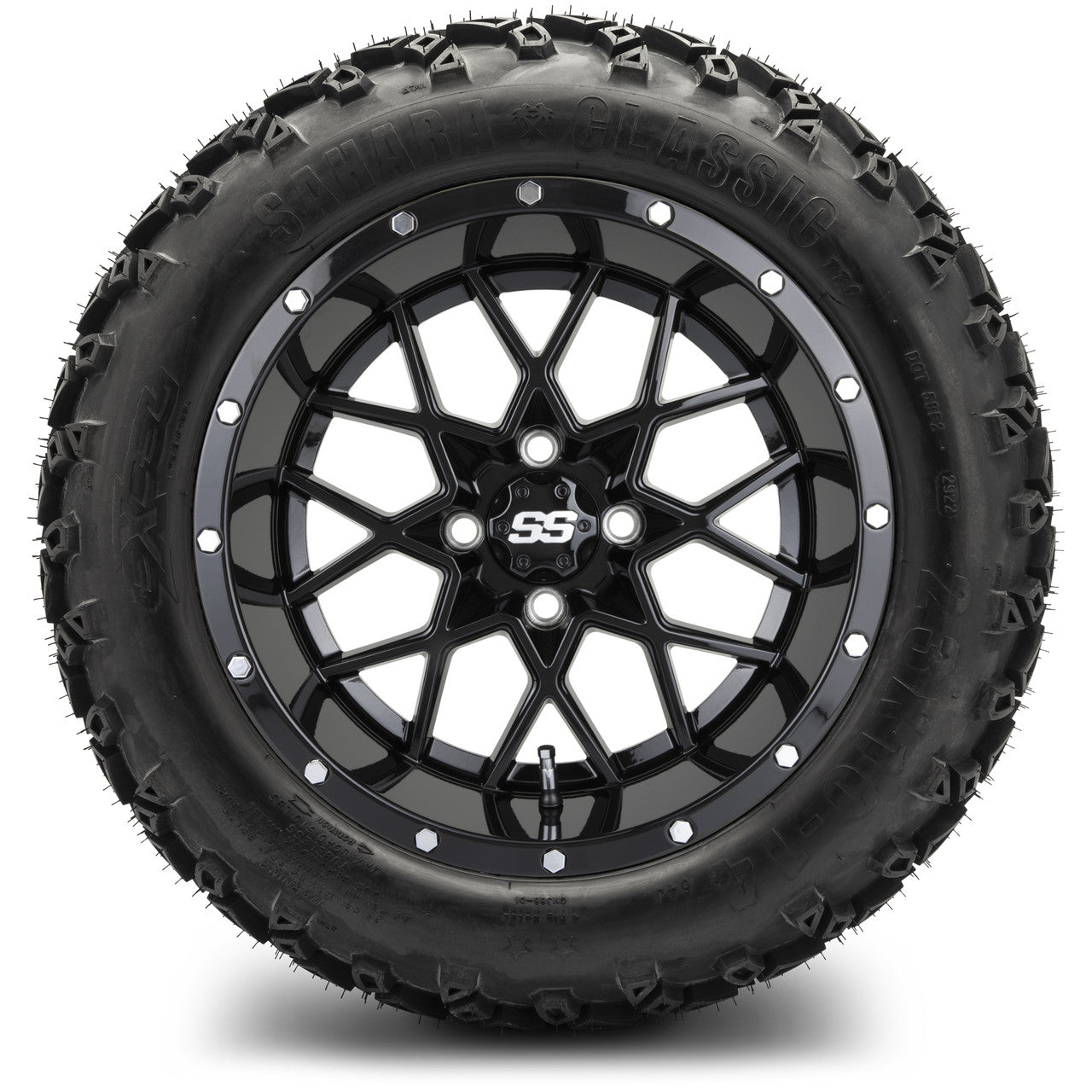 MODZ® 14" Vortex Glossy Black - Lifted Tires and Wheels Combo