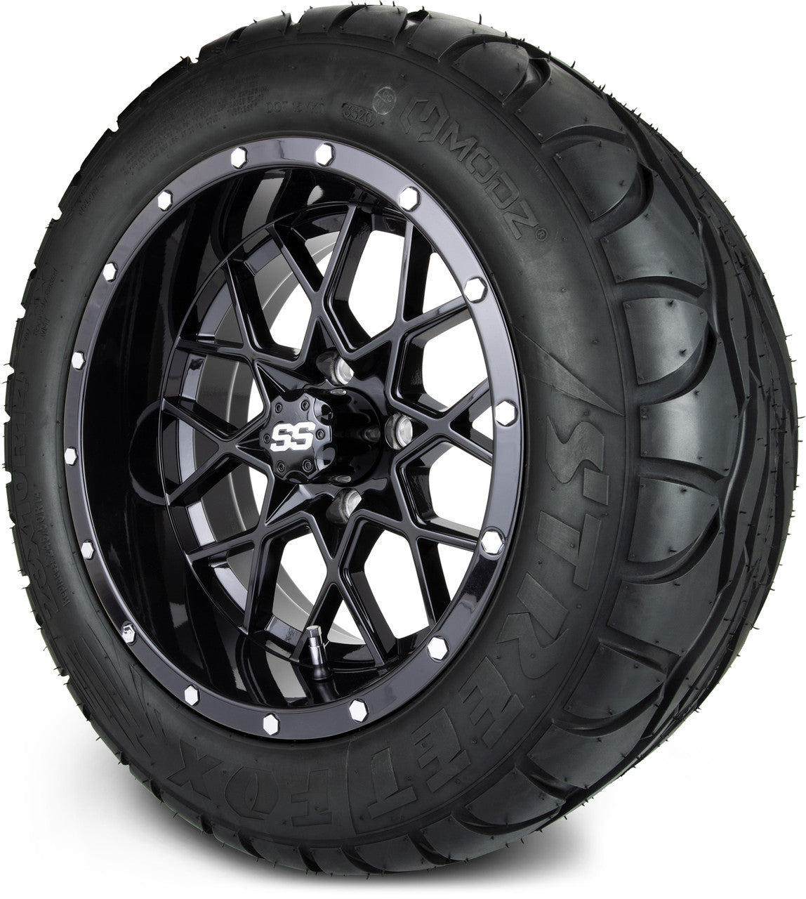 MODZ® 14" Vortex Glossy Black - Lifted Tires and Wheels Combo