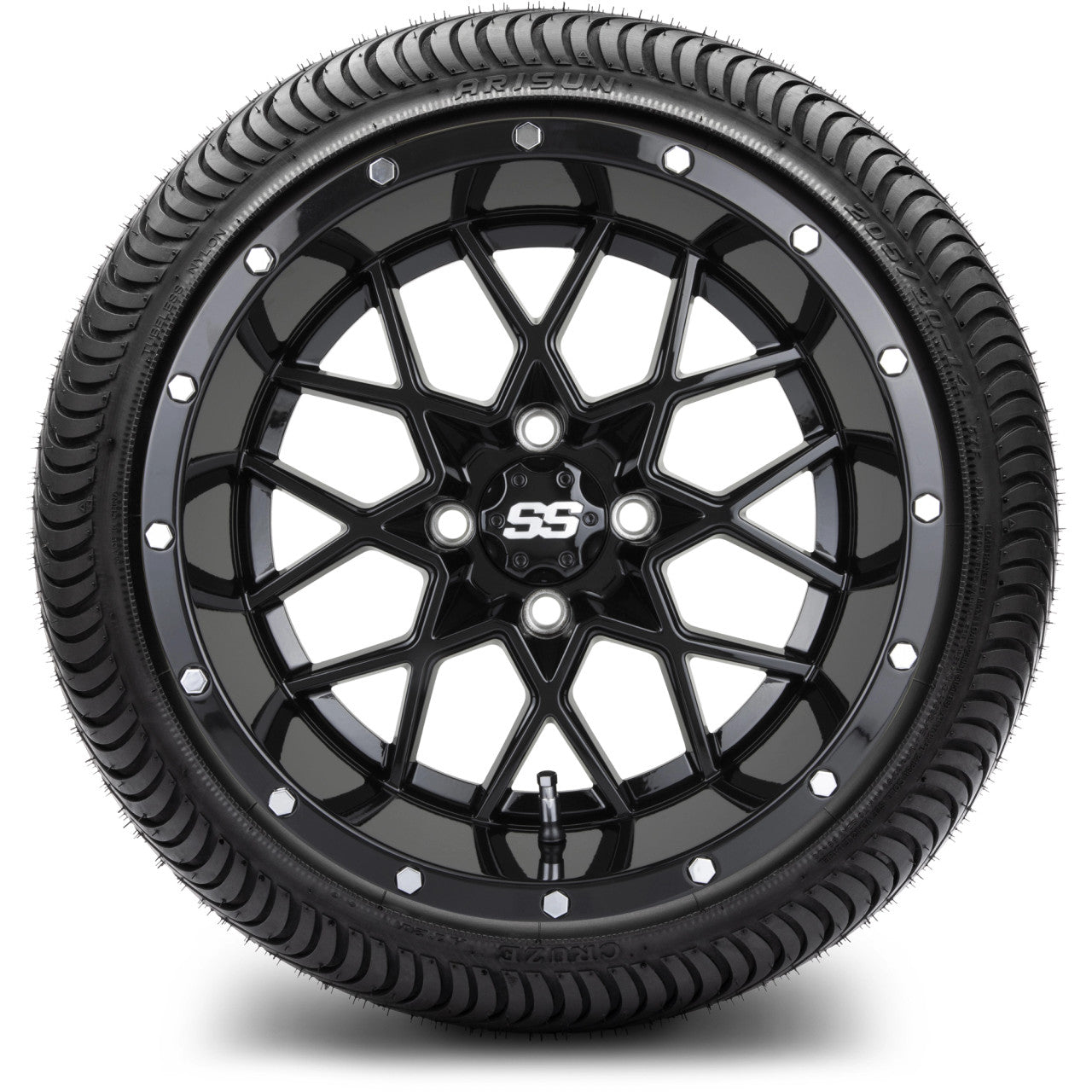 MODZ® 14" Vortex Glossy Black - LowPro Street Tire and Wheels Combo