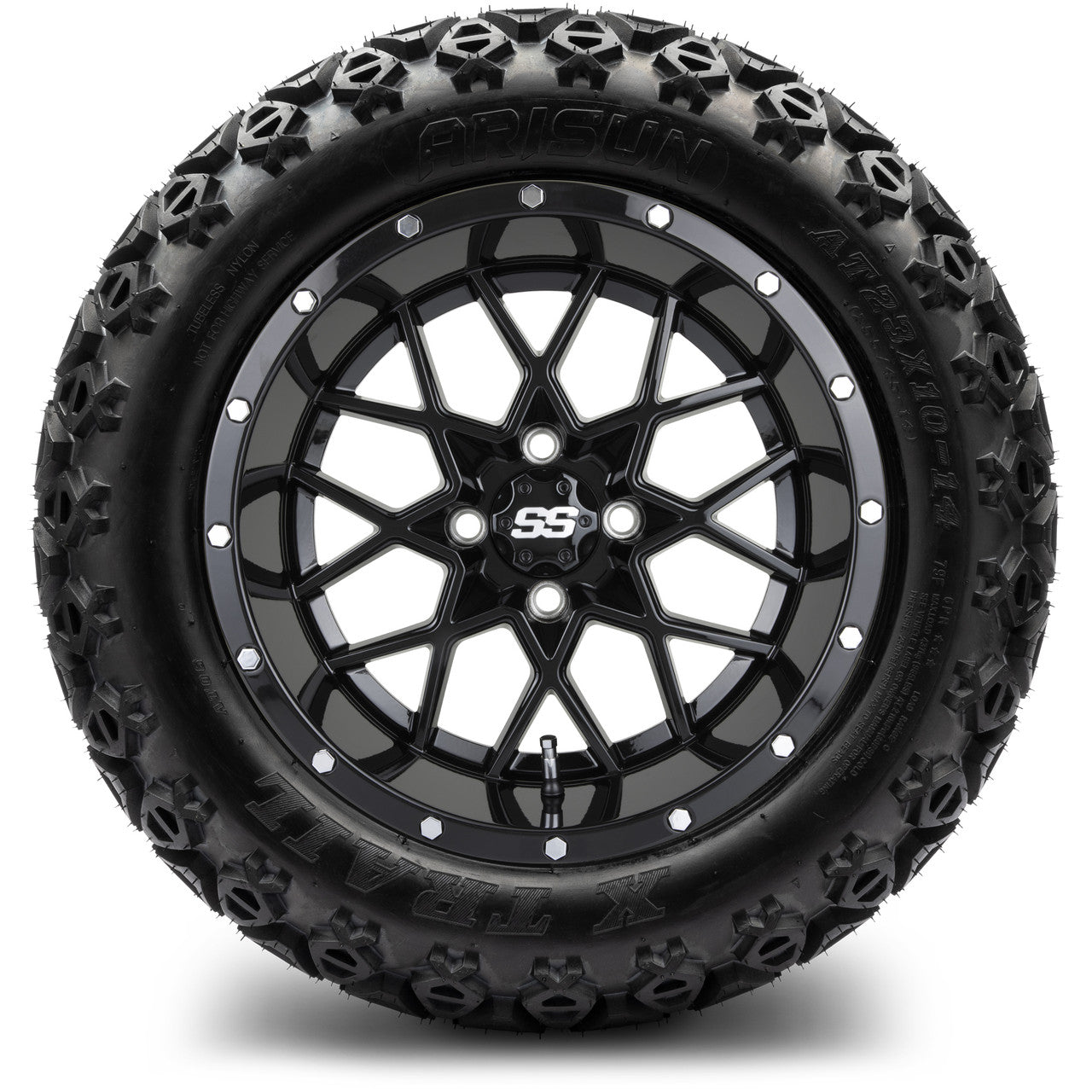 MODZ® 14" Vortex Glossy Black - Lifted Tires and Wheels Combo