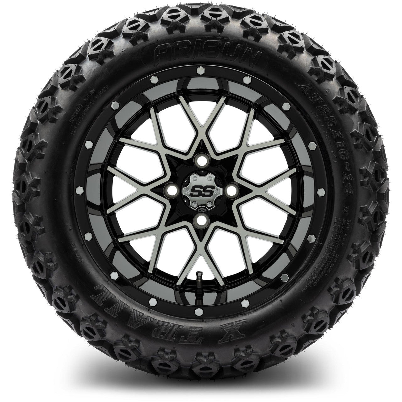 MODZ® 14" Vortex Machined Black - Lifted Tires and Wheels Combo