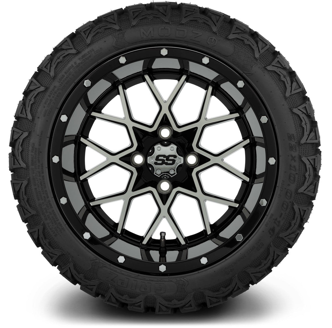 MODZ® 14" Vortex Machined Black - Lifted Tires and Wheels Combo
