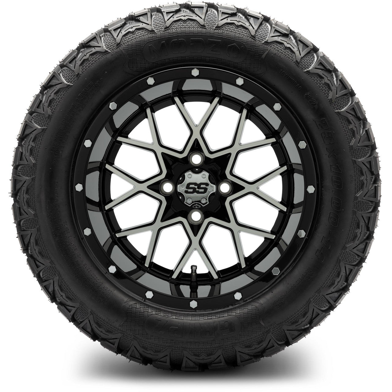 MODZ® 14" Vortex Machined Black - Lifted Tires and Wheels Combo