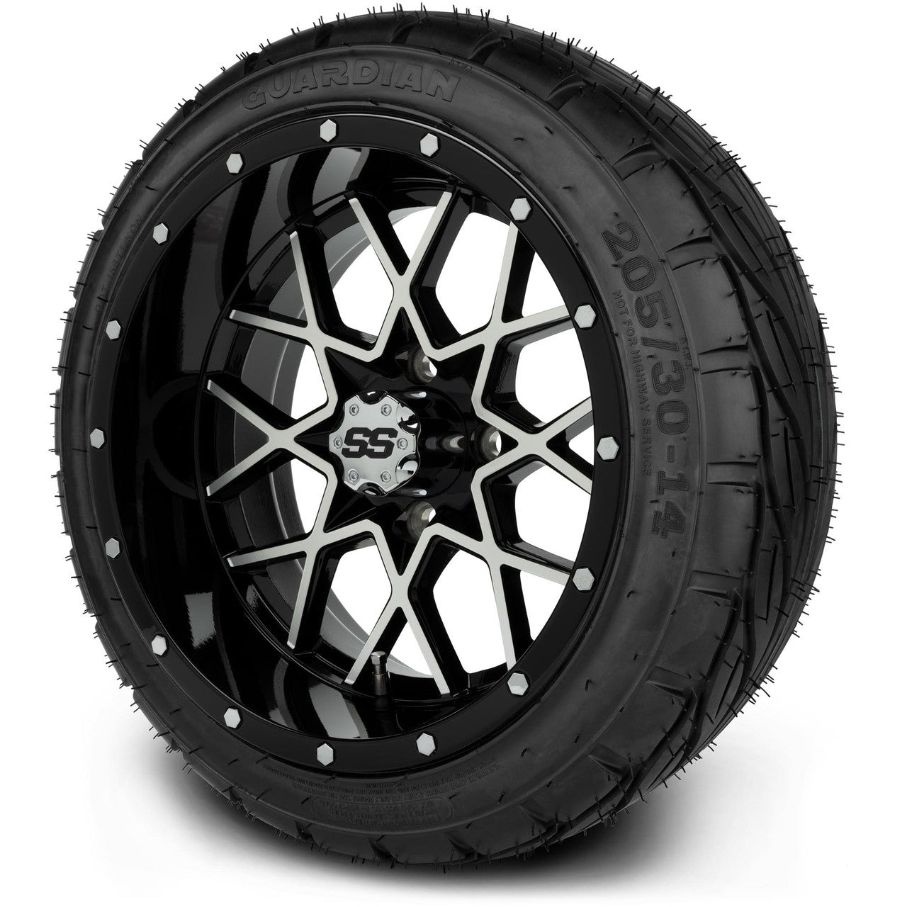 MODZ® 14" Vortex Machined Black - LowPro Street Tire and Wheels Combo