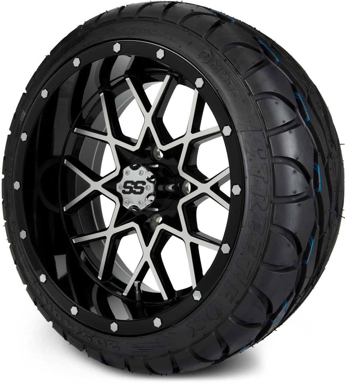 MODZ® 14" Vortex Machined Black - LowPro Street Tire and Wheels Combo