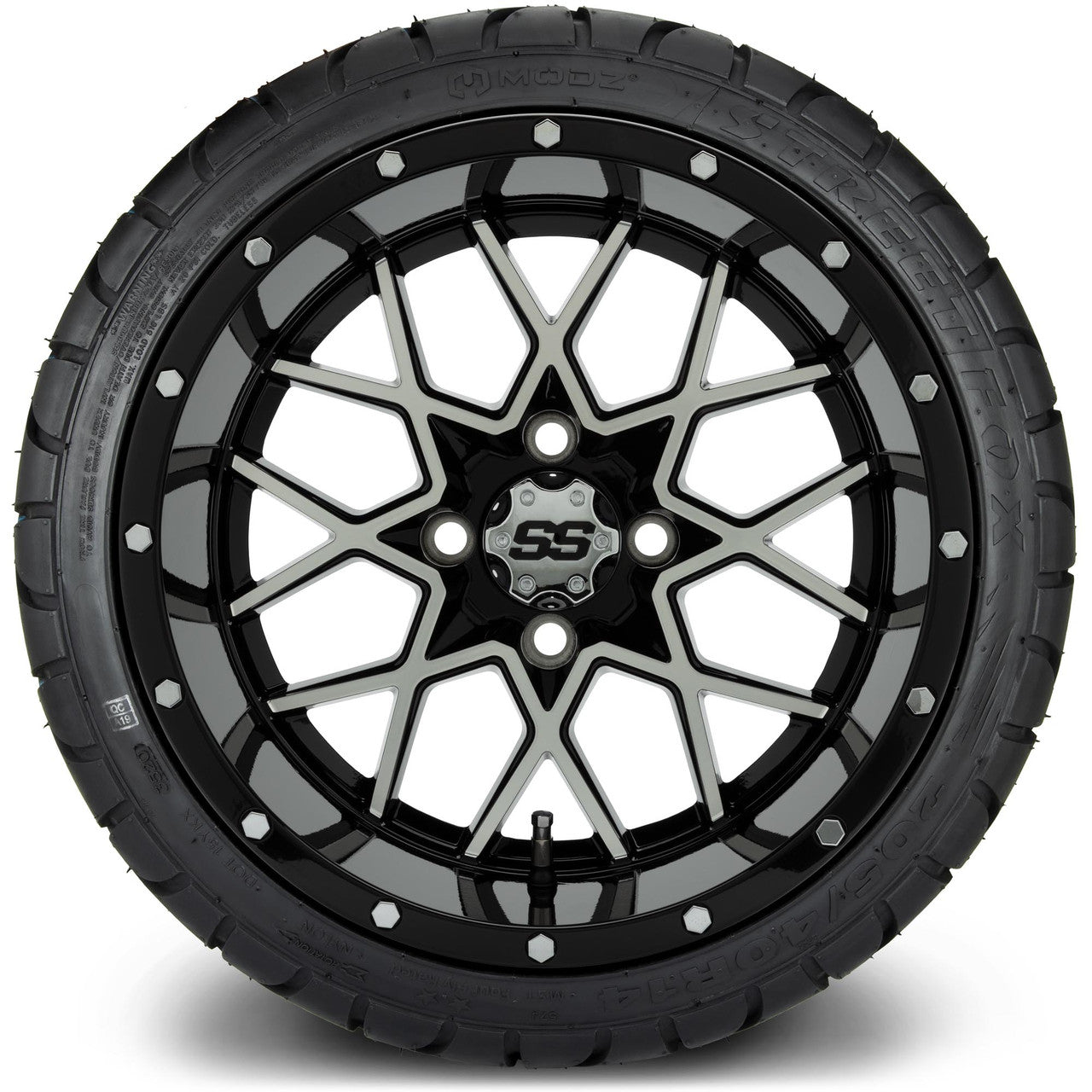 MODZ® 14" Vortex Machined Black - LowPro Street Tire and Wheels Combo