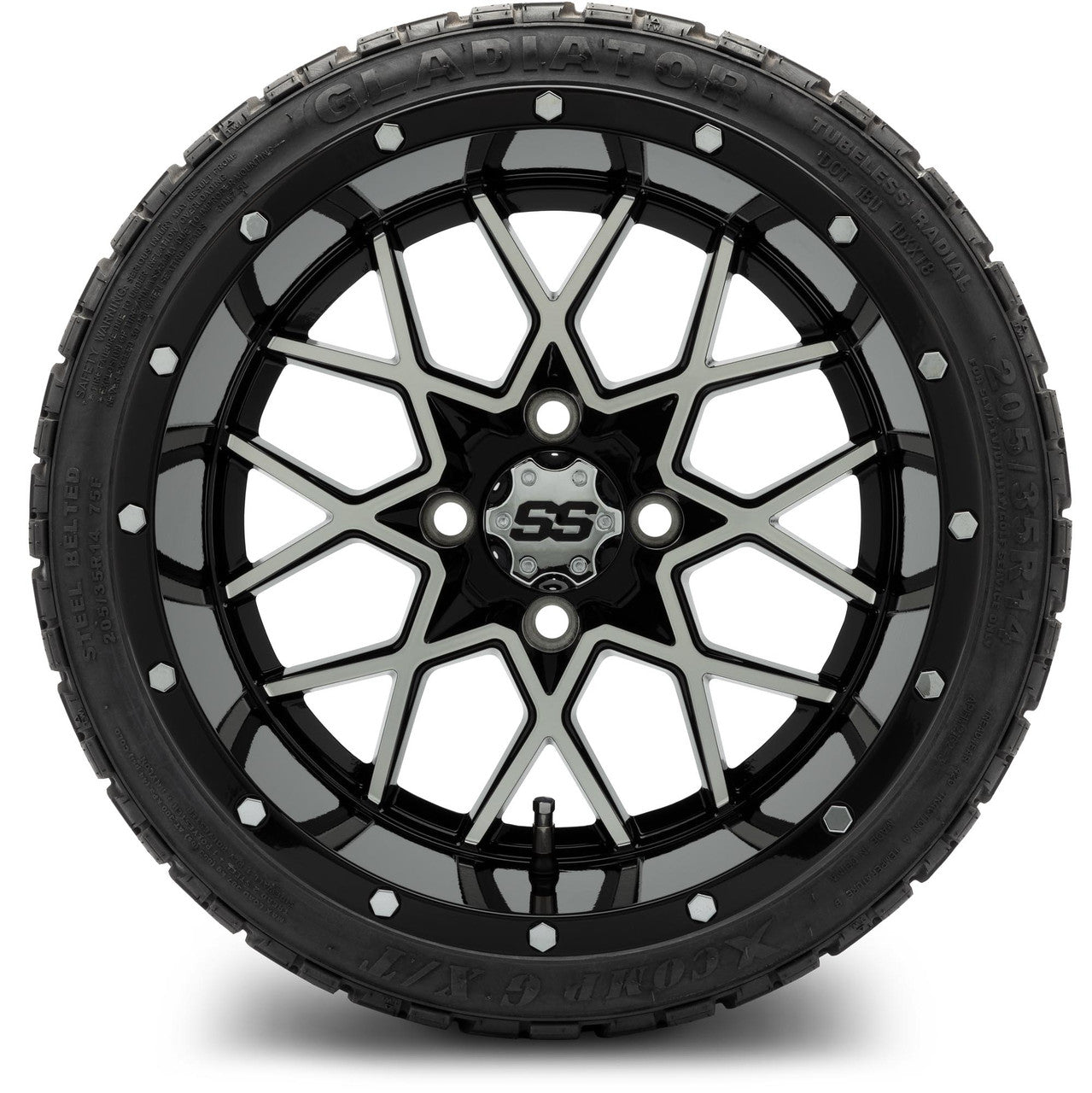 MODZ® 14" Vortex Machined Black - LowPro Street Tire and Wheels Combo