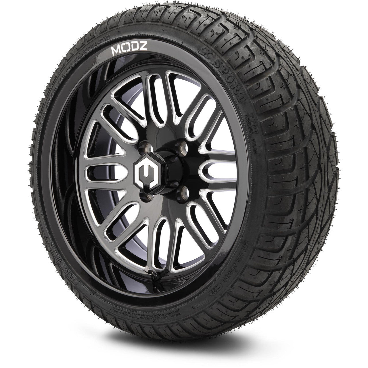 MODZ® 14" Mayhem Glossy Black Ball Mill - LowPro Street Tire and Wheels Combo