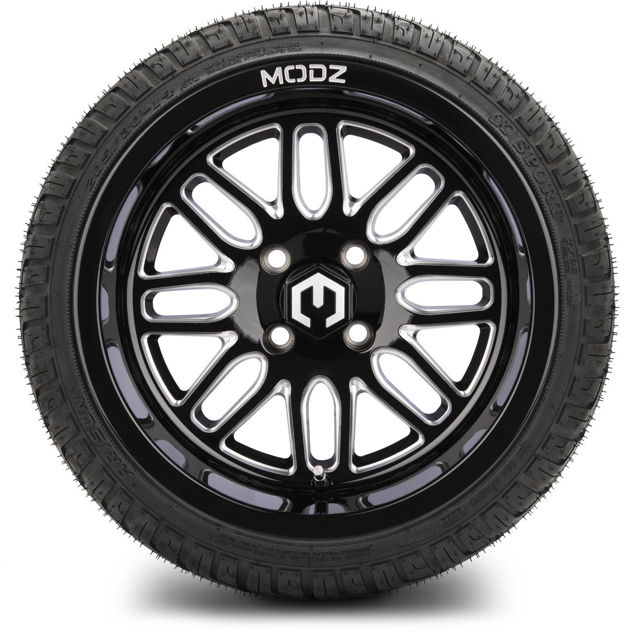MODZ® 14" Mayhem Glossy Black Ball Mill - LowPro Street Tire and Wheels Combo