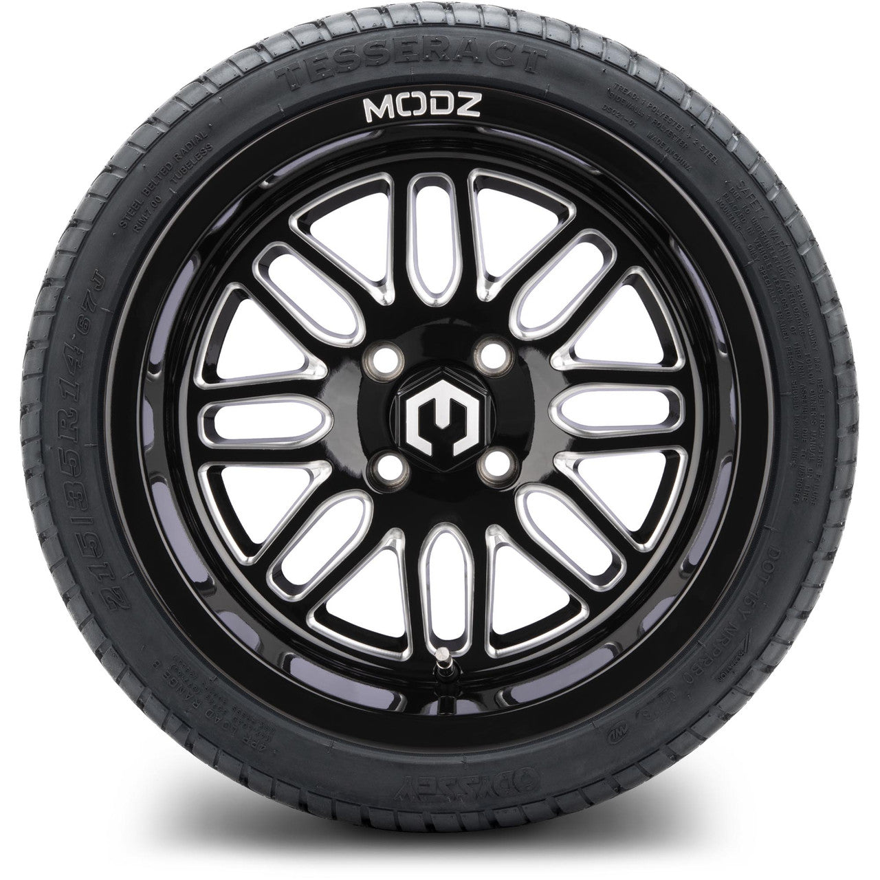 MODZ® 14" Mayhem Glossy Black Ball Mill - LowPro Street Tire and Wheels Combo