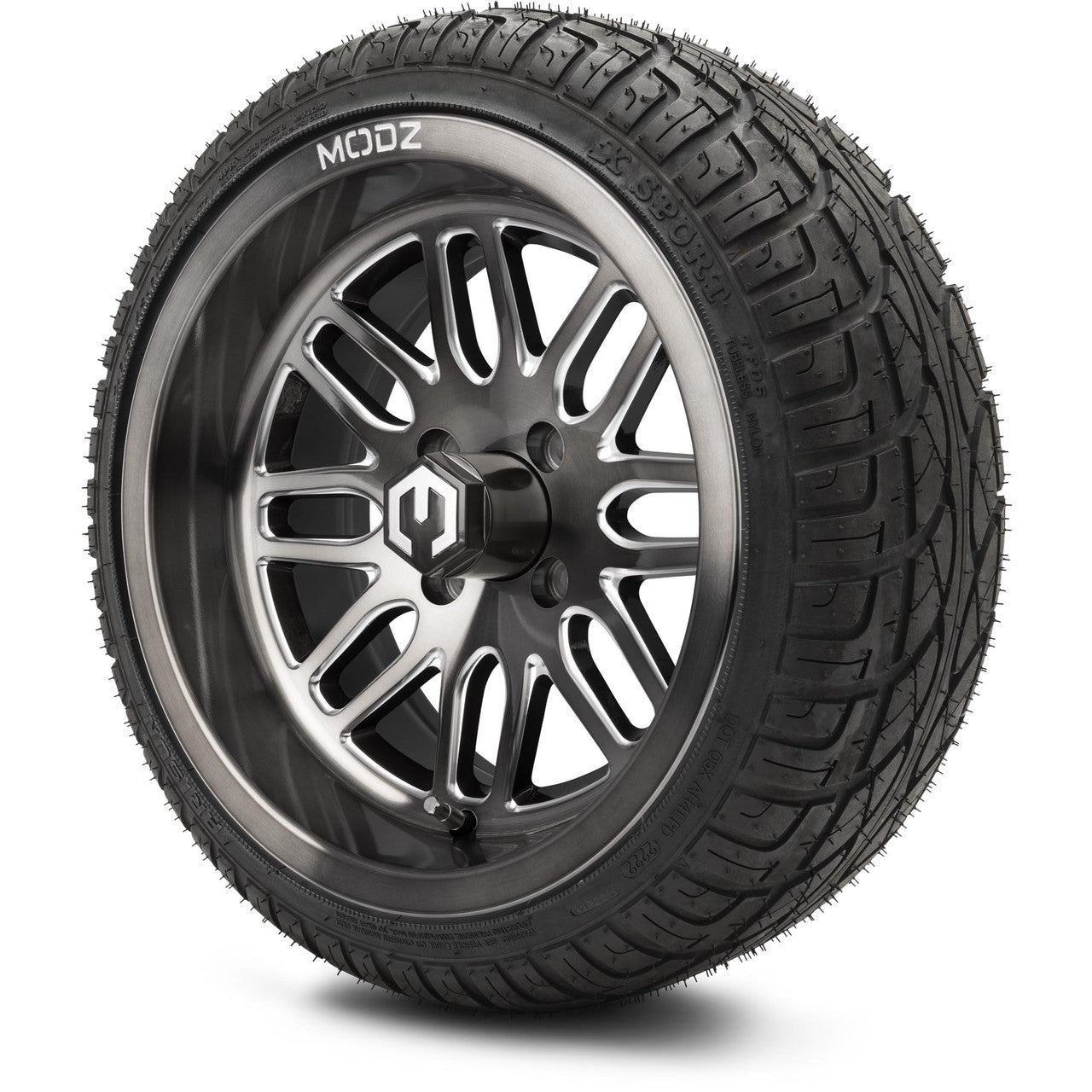 MODZ® 14" Mayhem Brushed Gunmetal with Ball Mill - LowPro Street Tire and Wheels Combo