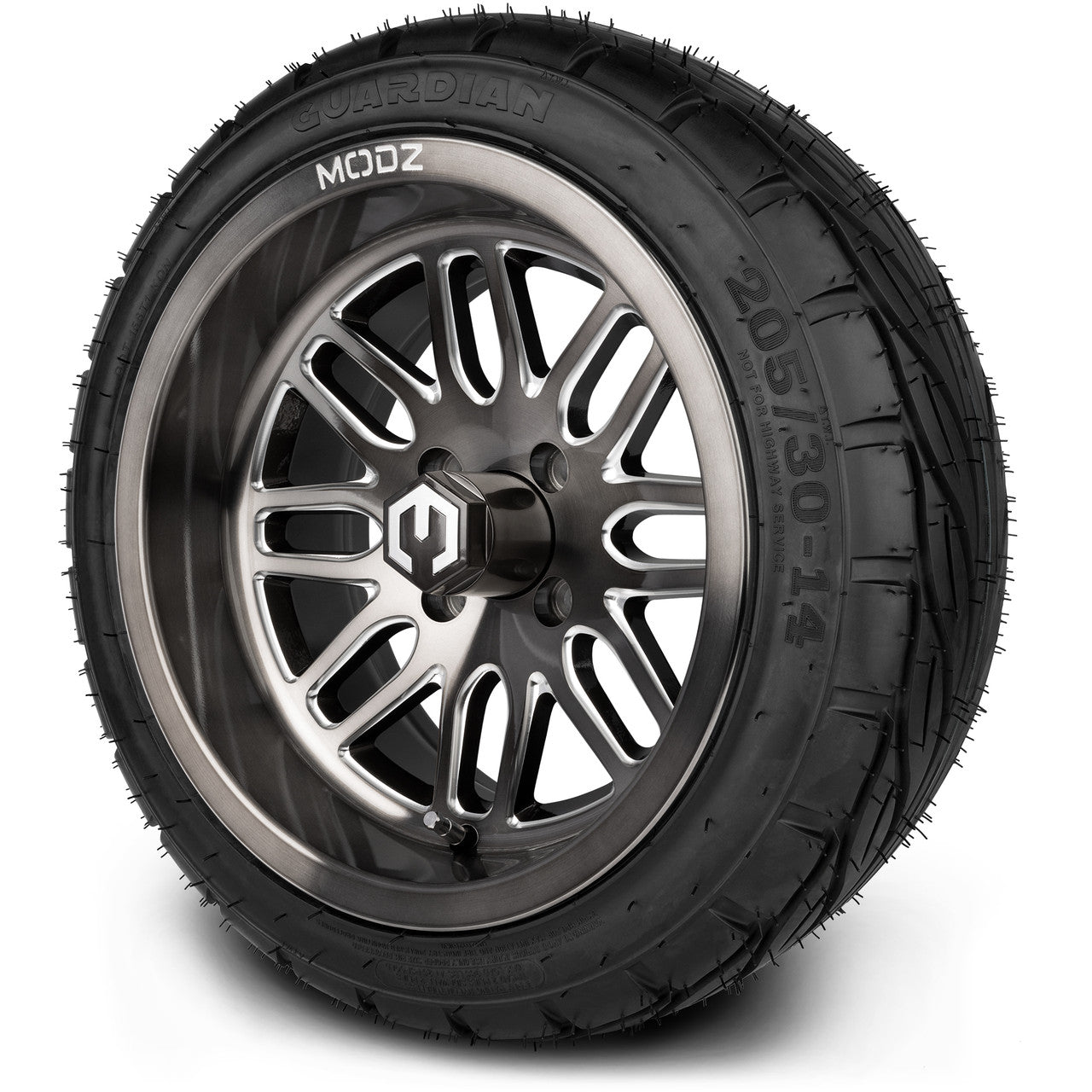 MODZ® 14" Mayhem Brushed Gunmetal with Ball Mill - LowPro Street Tire and Wheels Combo