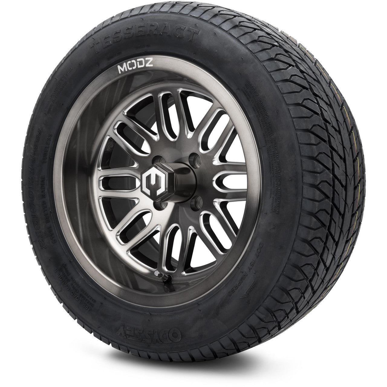 MODZ® 14" Mayhem Brushed Gunmetal with Ball Mill - Lifted Tires and Wheels Combo
