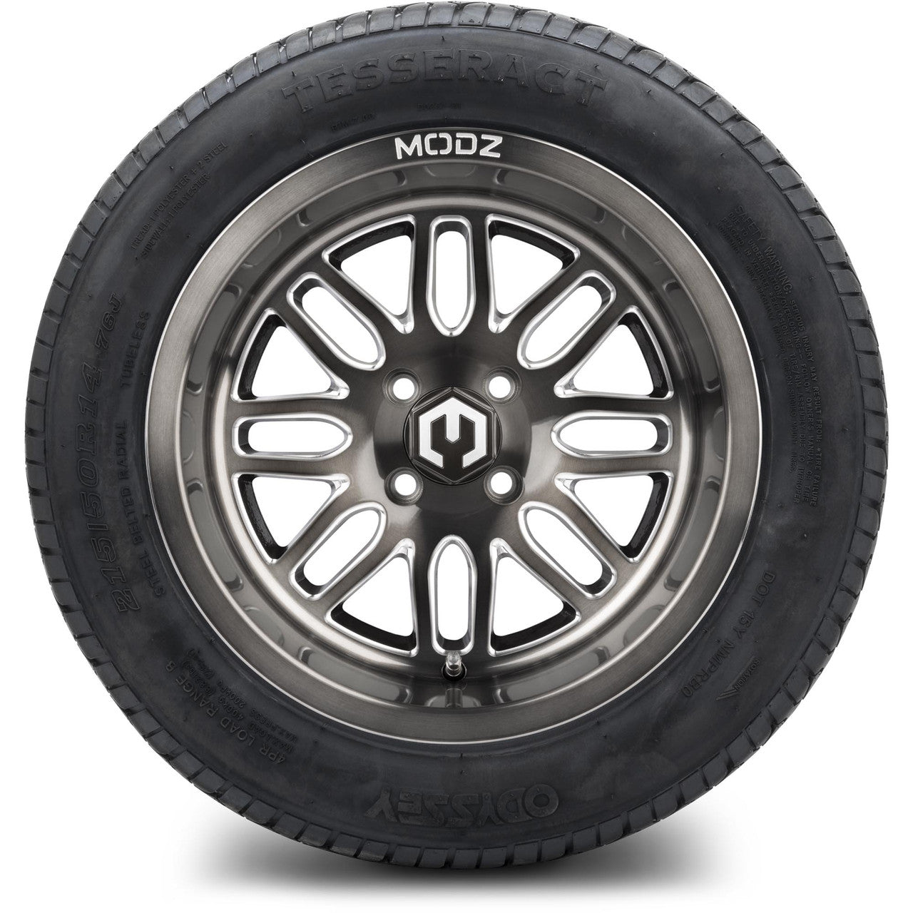 MODZ® 14" Mayhem Brushed Gunmetal with Ball Mill - Lifted Tires and Wheels Combo
