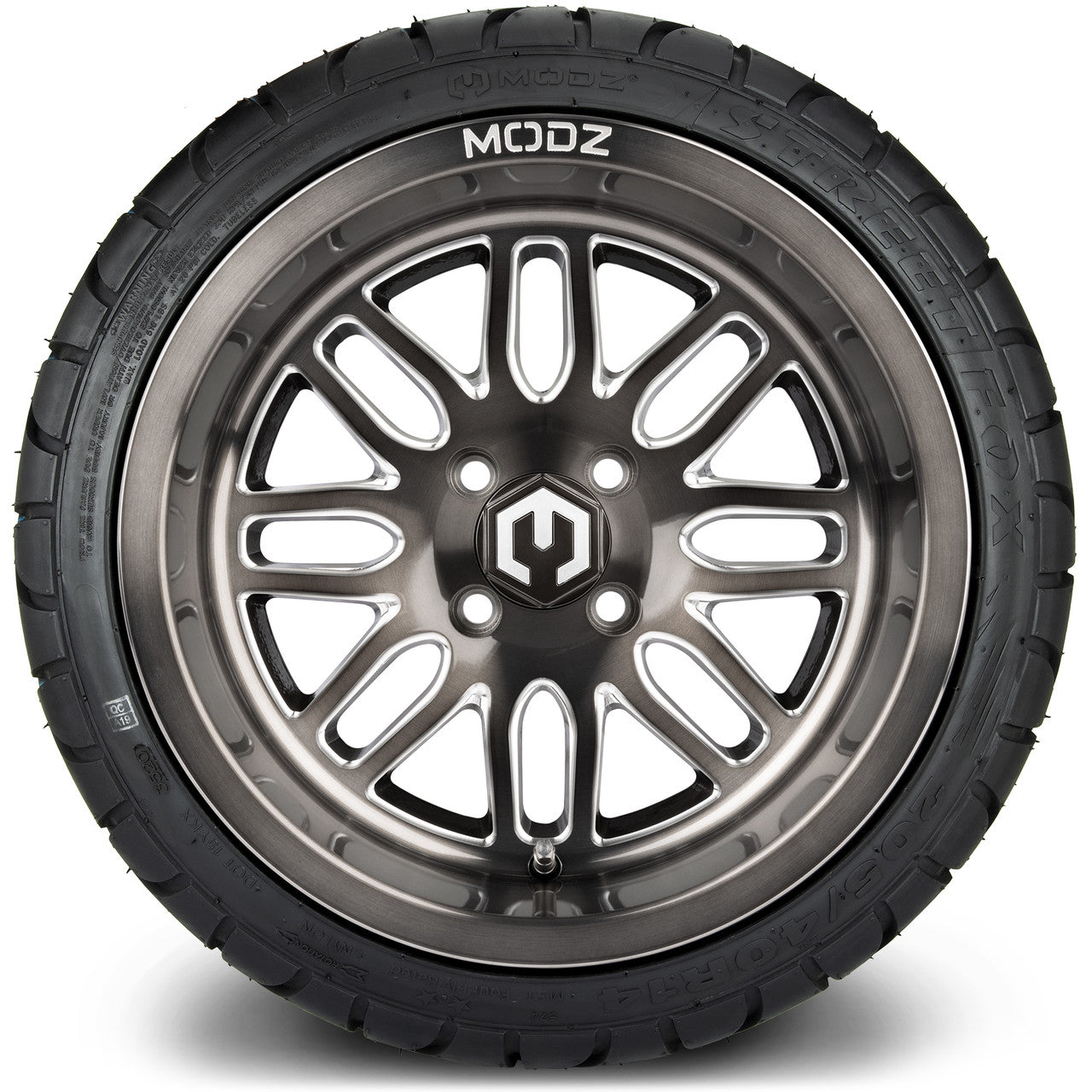 MODZ® 14" Mayhem Brushed Gunmetal with Ball Mill - LowPro Street Tire and Wheels Combo